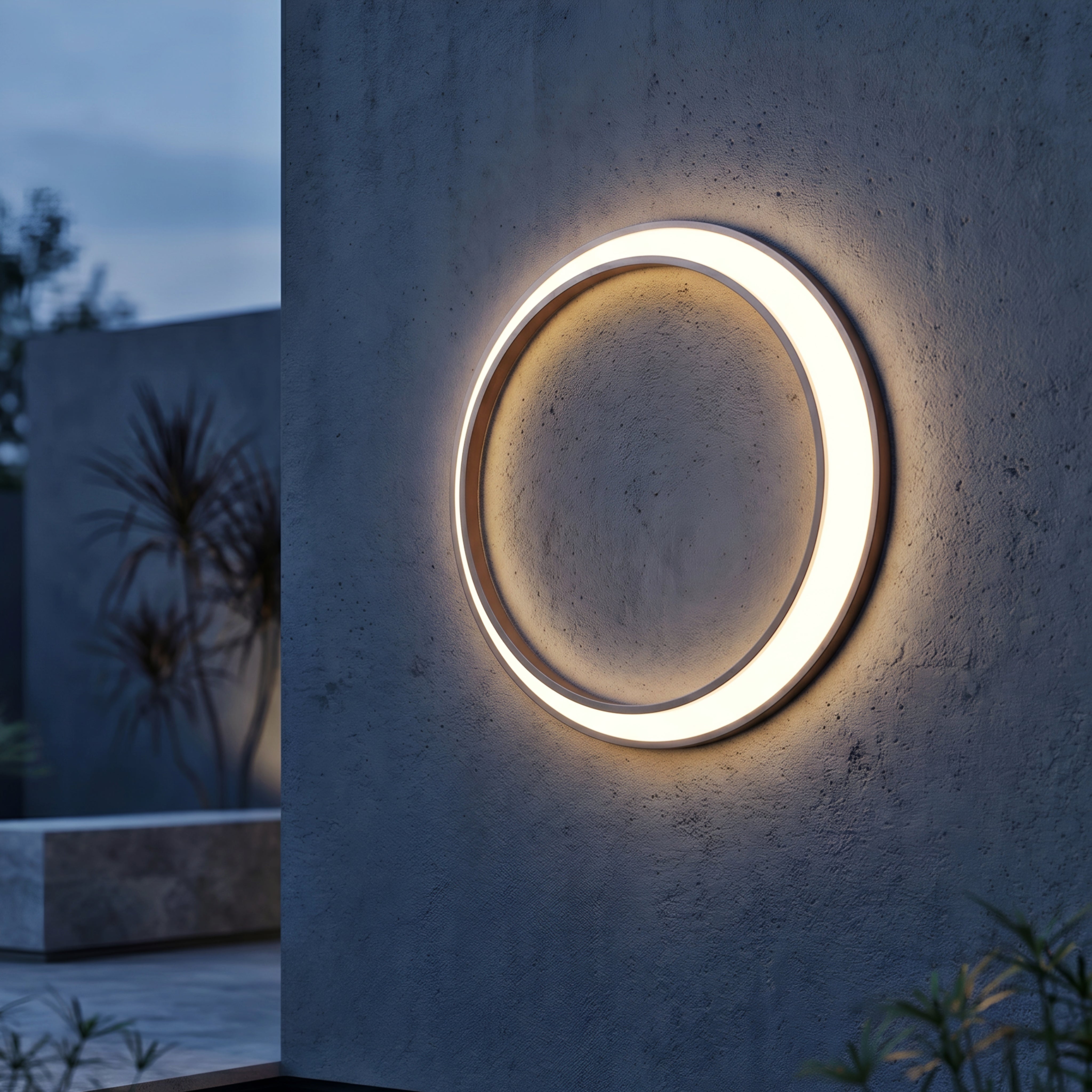 Ovali Halo Wall Sconce – LED Modern Outdoor Indoor Black Circle Decorative Lighting Waterproof
