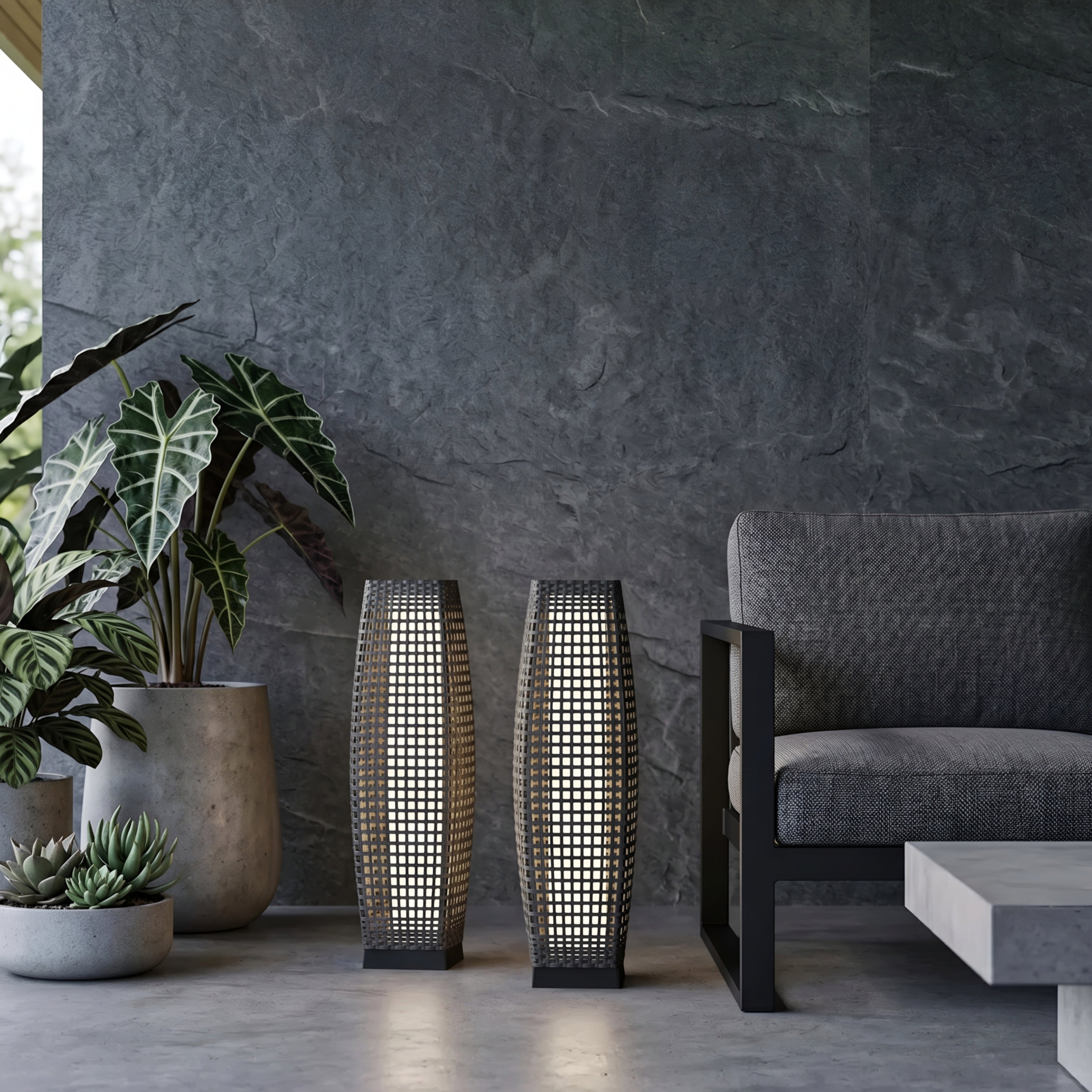 Lattico Floor Lamp – Outdoor Rattan Woven LED Decorative Lighting Living Room Bedroom Patio