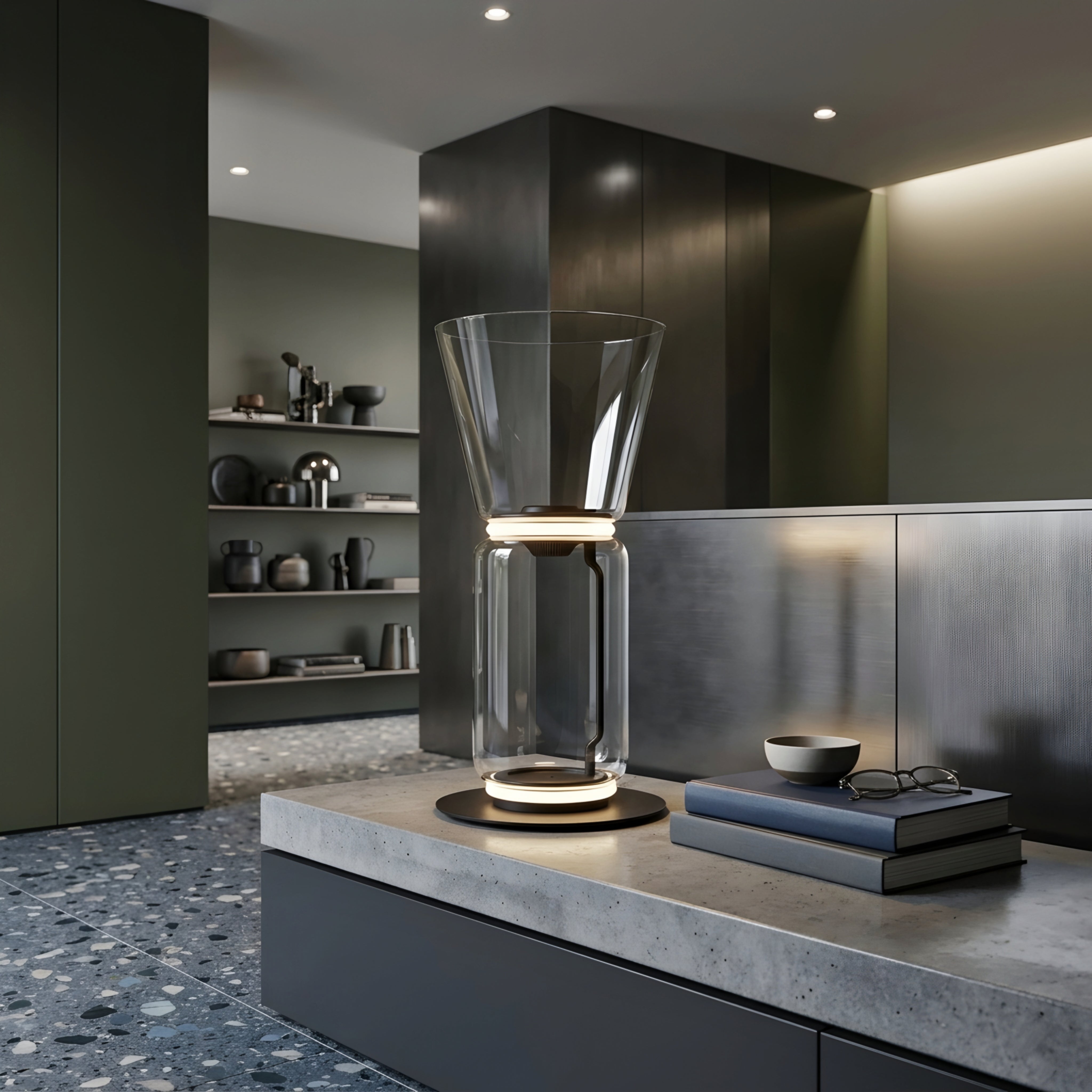 Vitrio Glass Table Lamp – Modern Clear Cylindrical Decorative Lighting Living Room Bedroom