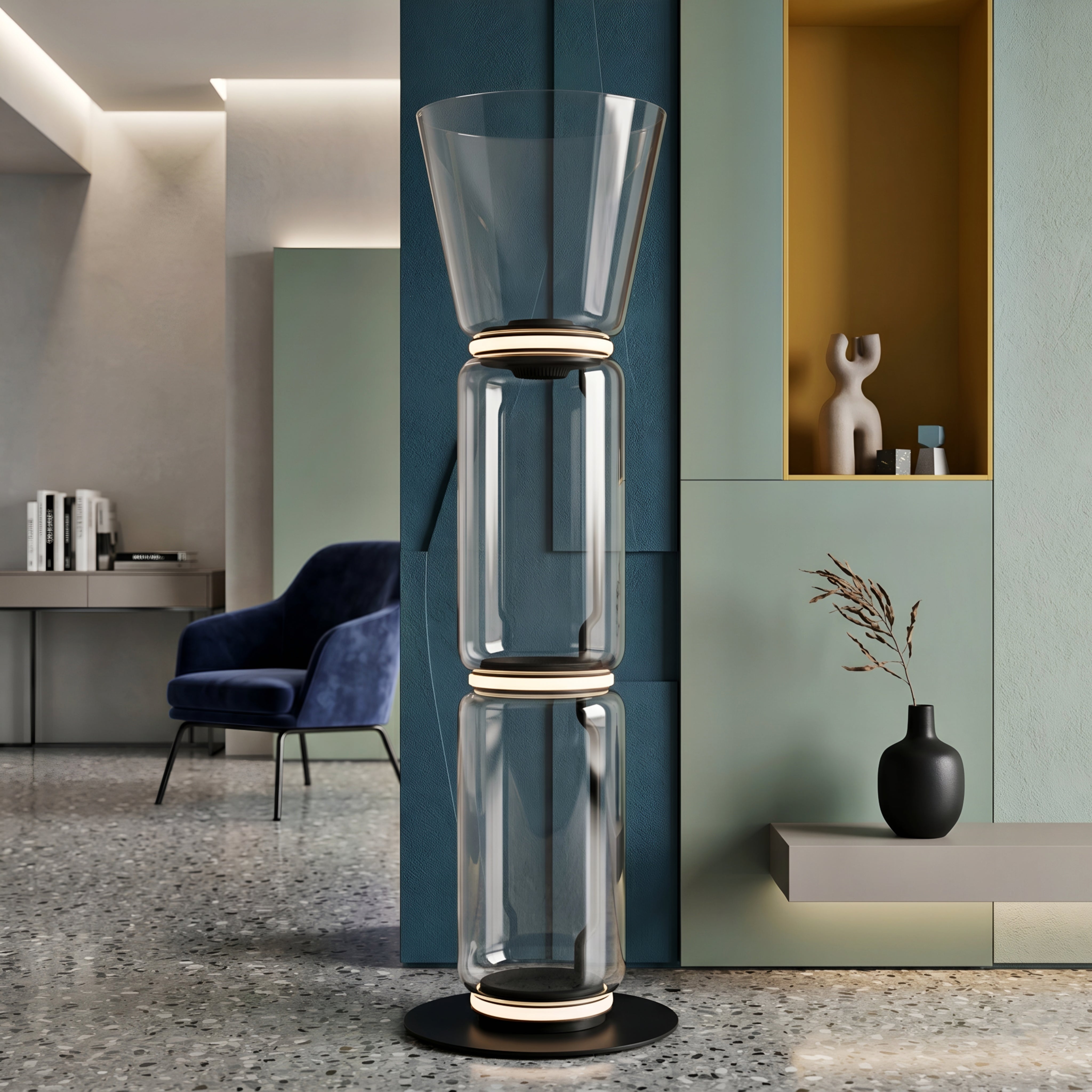 Vitrio Glass Table Lamp – Modern Clear Cylindrical Decorative Lighting Living Room Bedroom