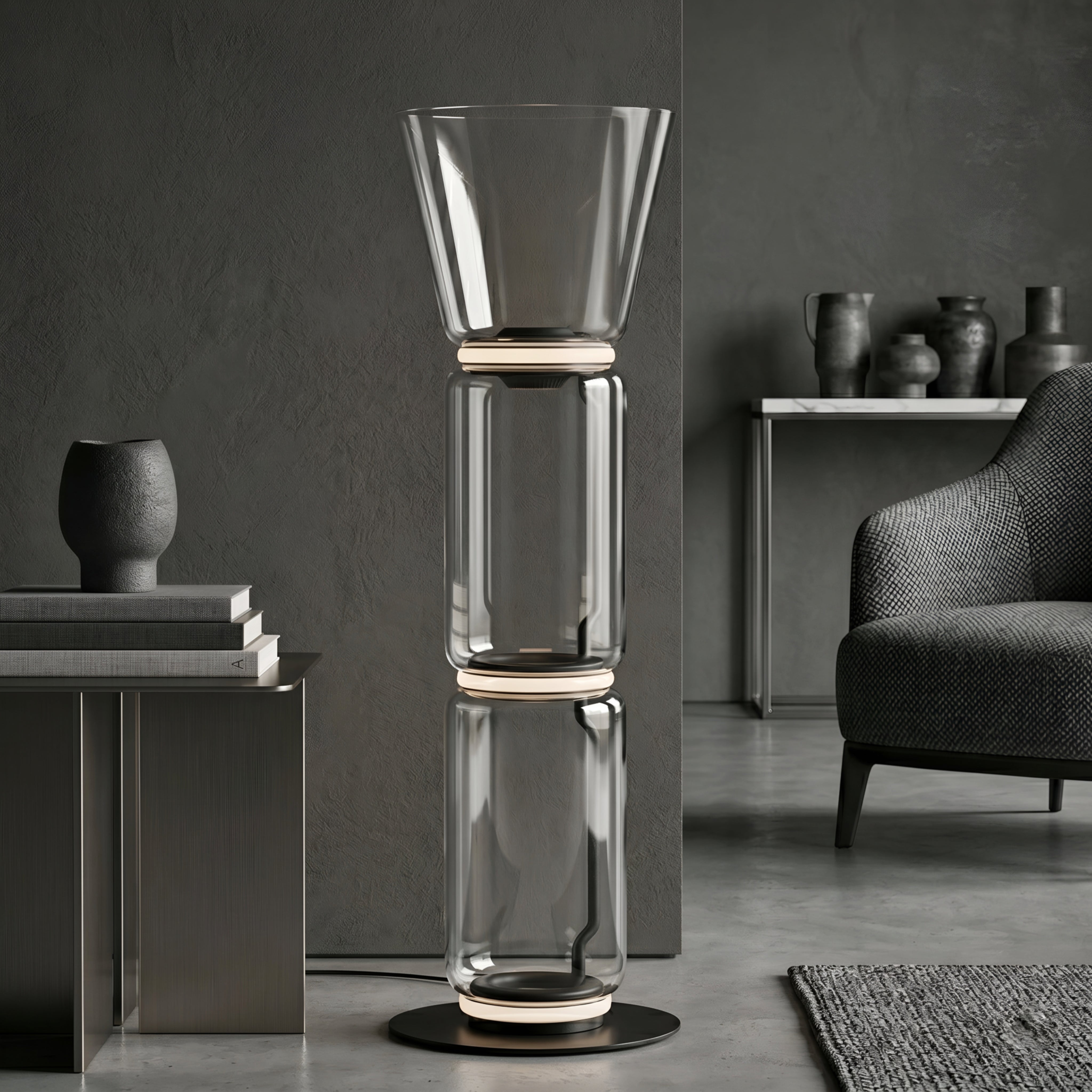 Vitrio Glass Table Lamp – Modern Clear Cylindrical Decorative Lighting Living Room Bedroom