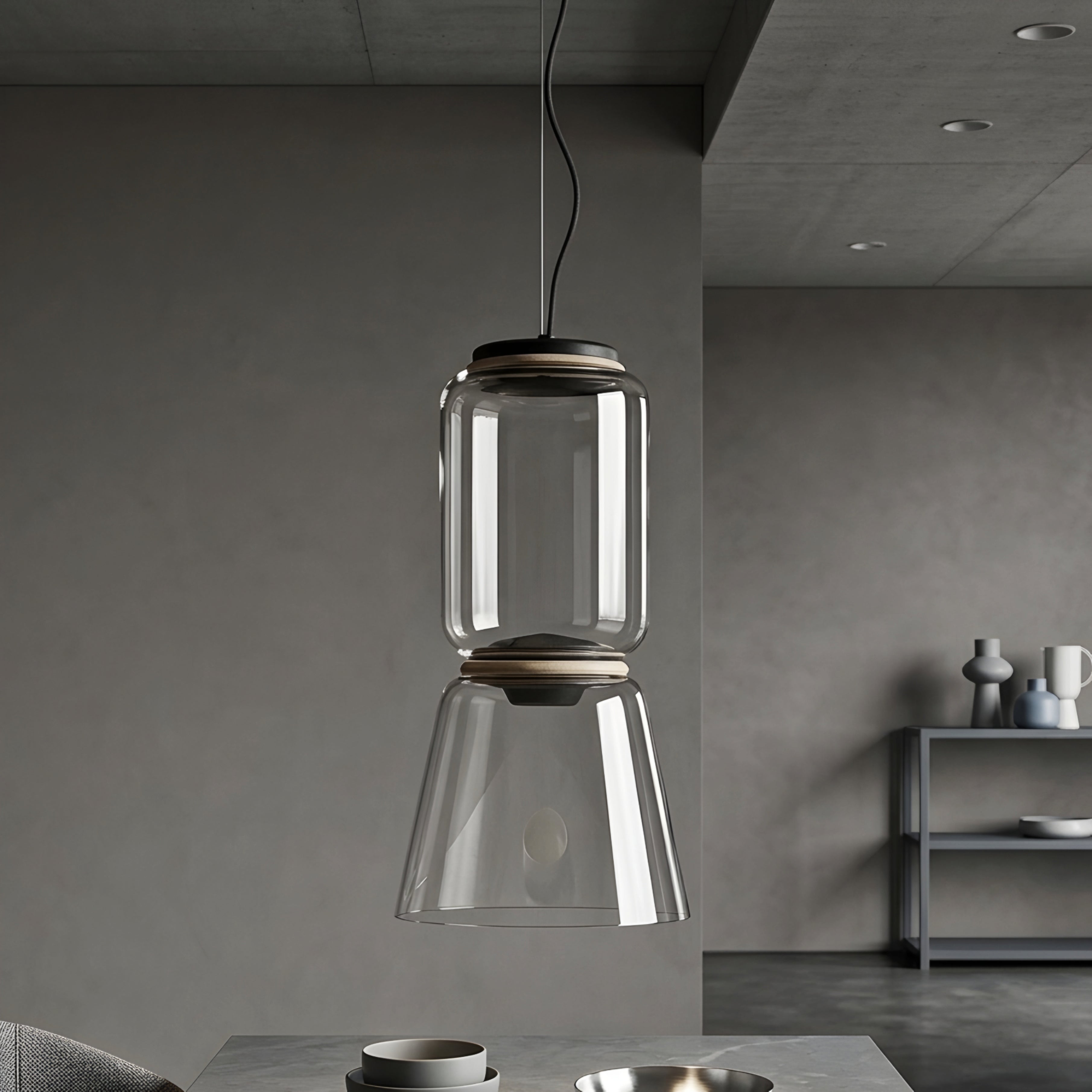 Noctis Dual Pendant Light – Modern Clear Glass Chandelier Dining Room Kitchen Island Ceiling Fixture
