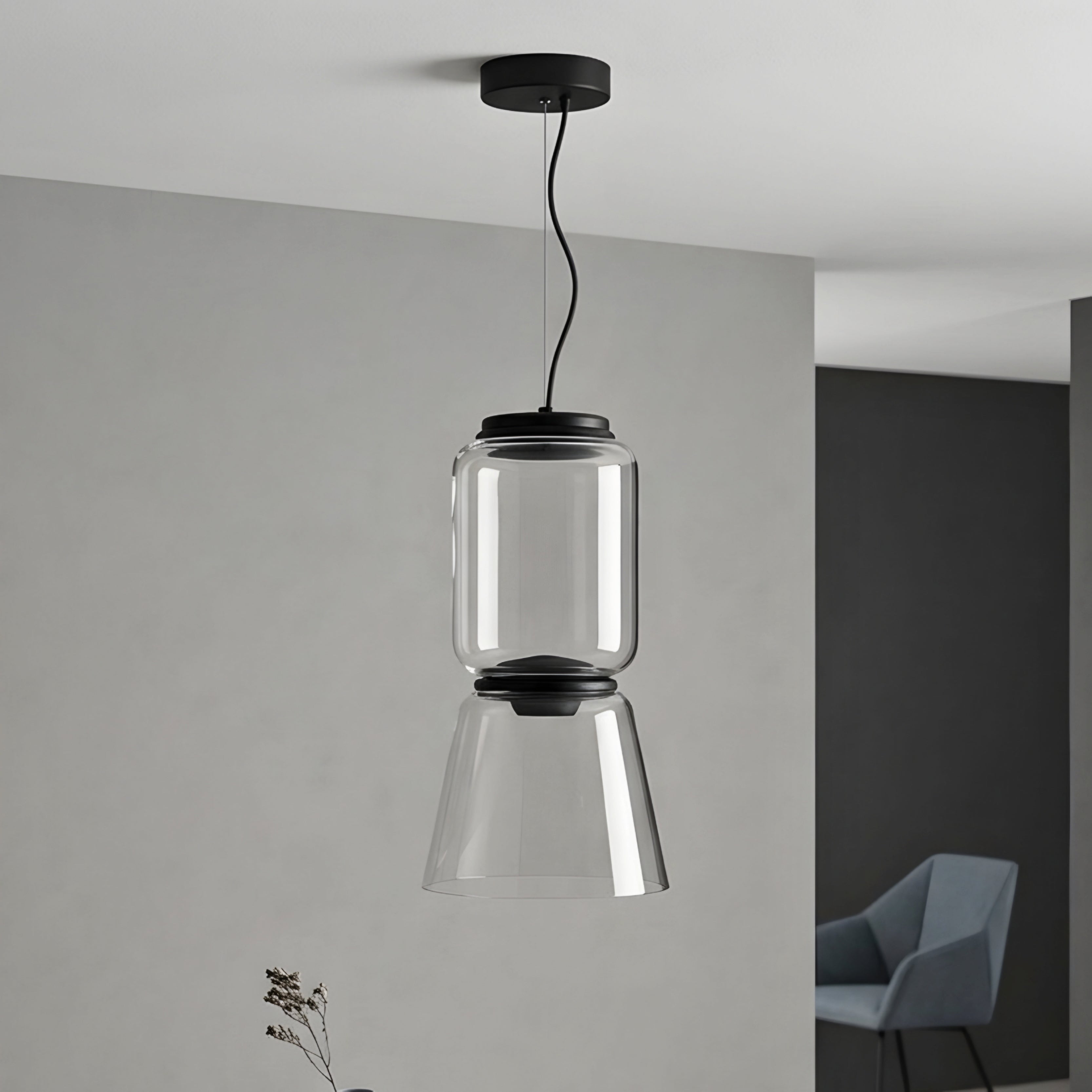 Noctis Dual Pendant Light – Modern Clear Glass Chandelier Dining Room Kitchen Island Ceiling Fixture