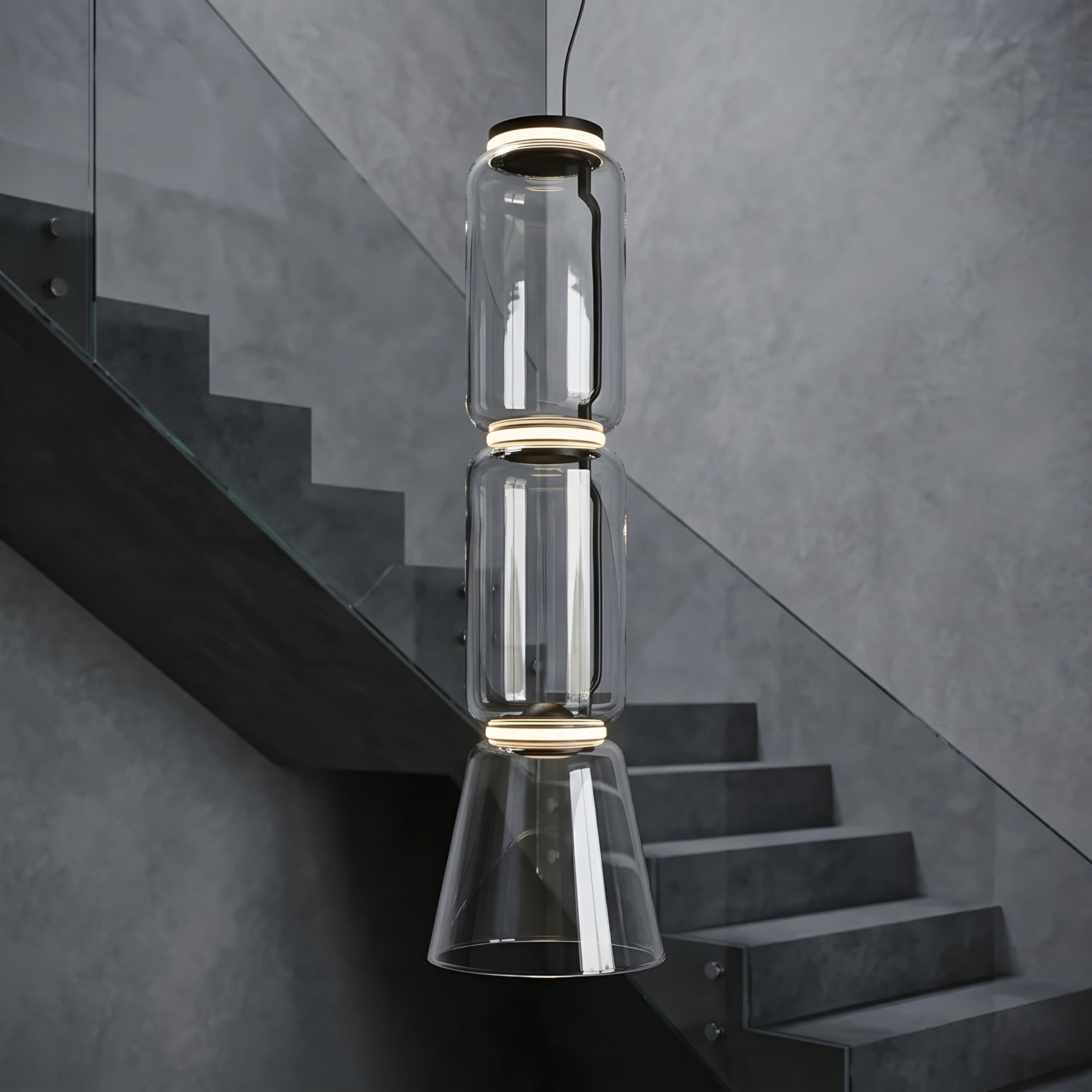 Noctis Dual Pendant Light – Modern Clear Glass Chandelier Dining Room Kitchen Island Ceiling Fixture