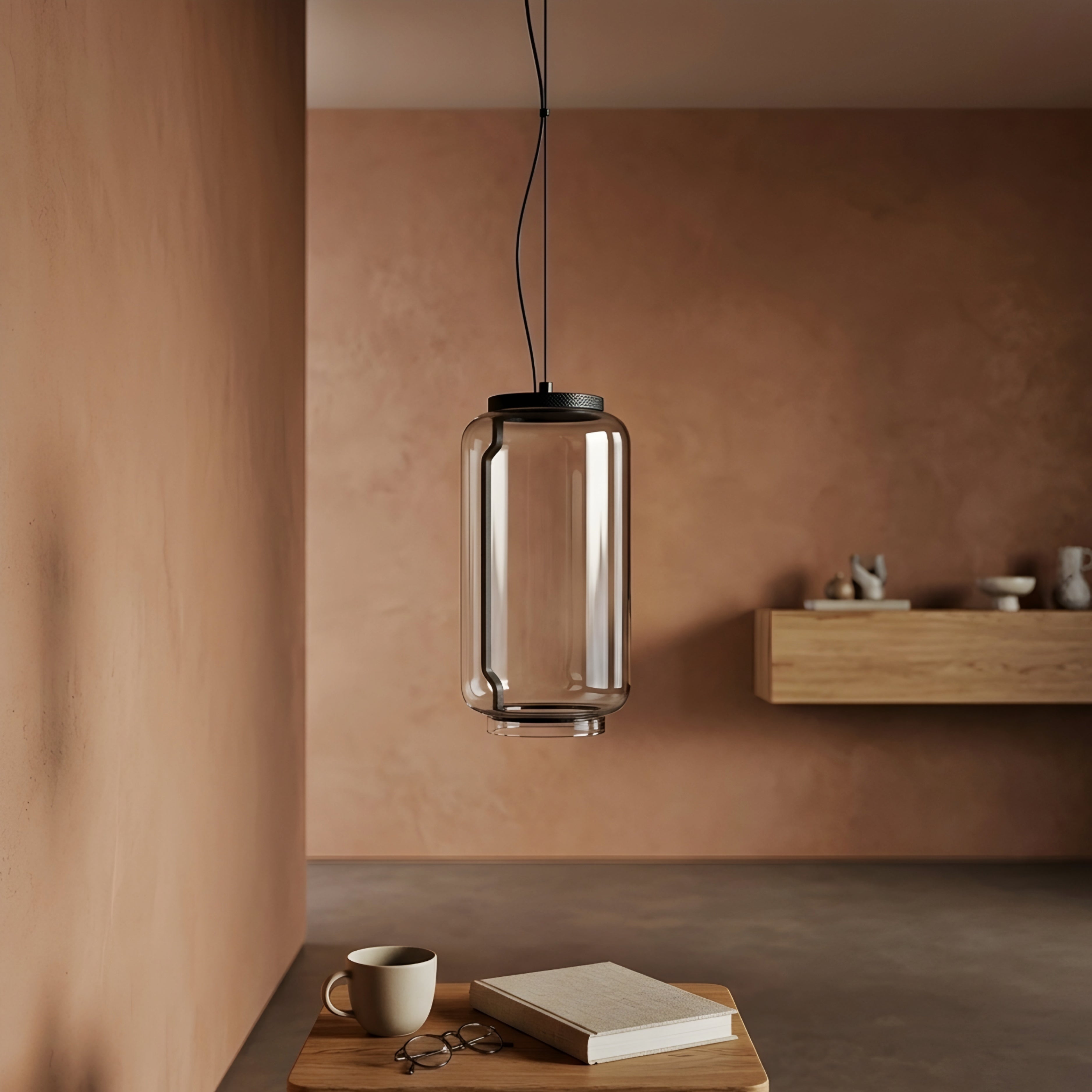 Triluxe Glass Pendant Light – Modern Cylinder Pendant Lighting Fixture Kitchen Island Dining Room