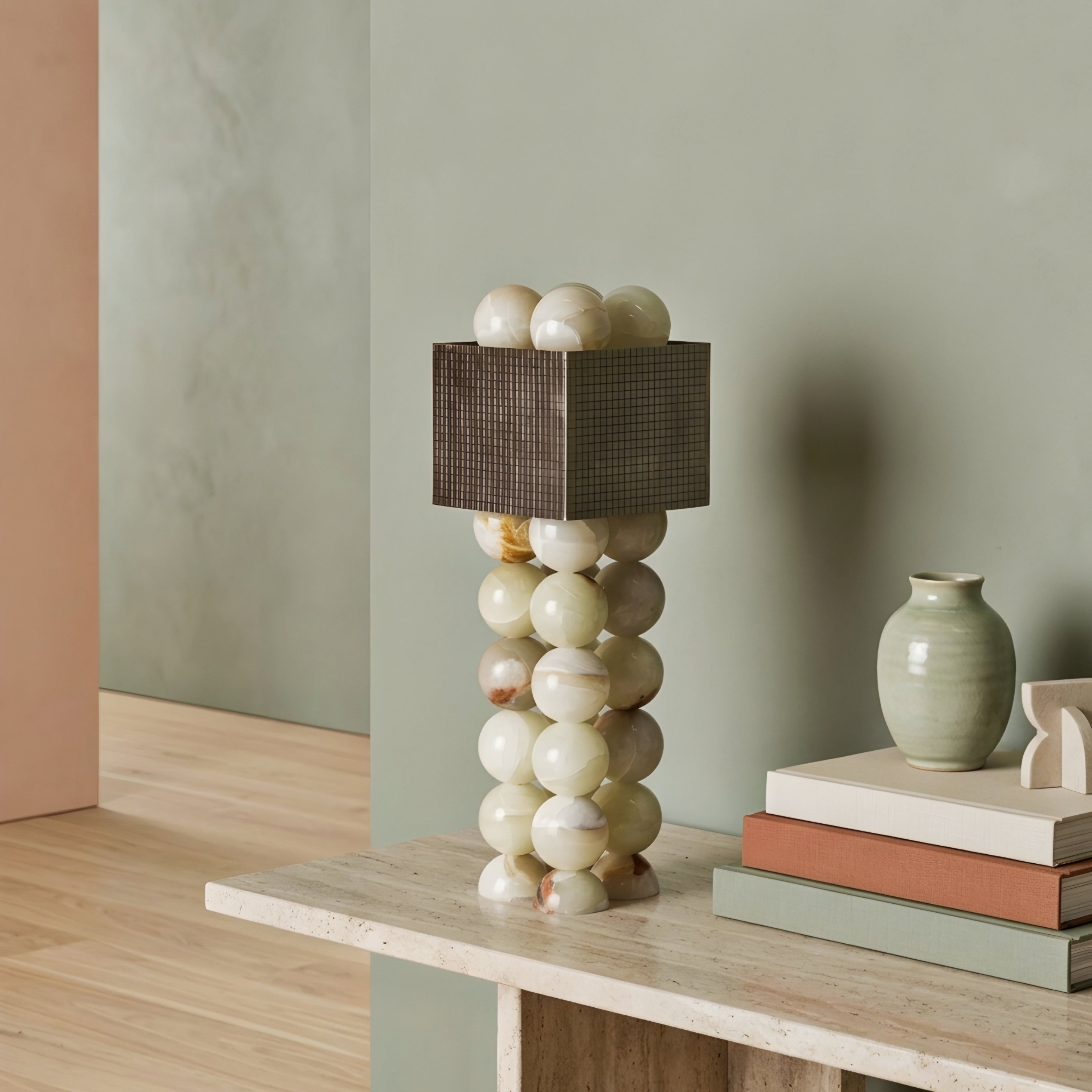 Orbella Mosaic Table Lamp – Decorative Stone Sphere Living Room Bedroom Lighting Modern