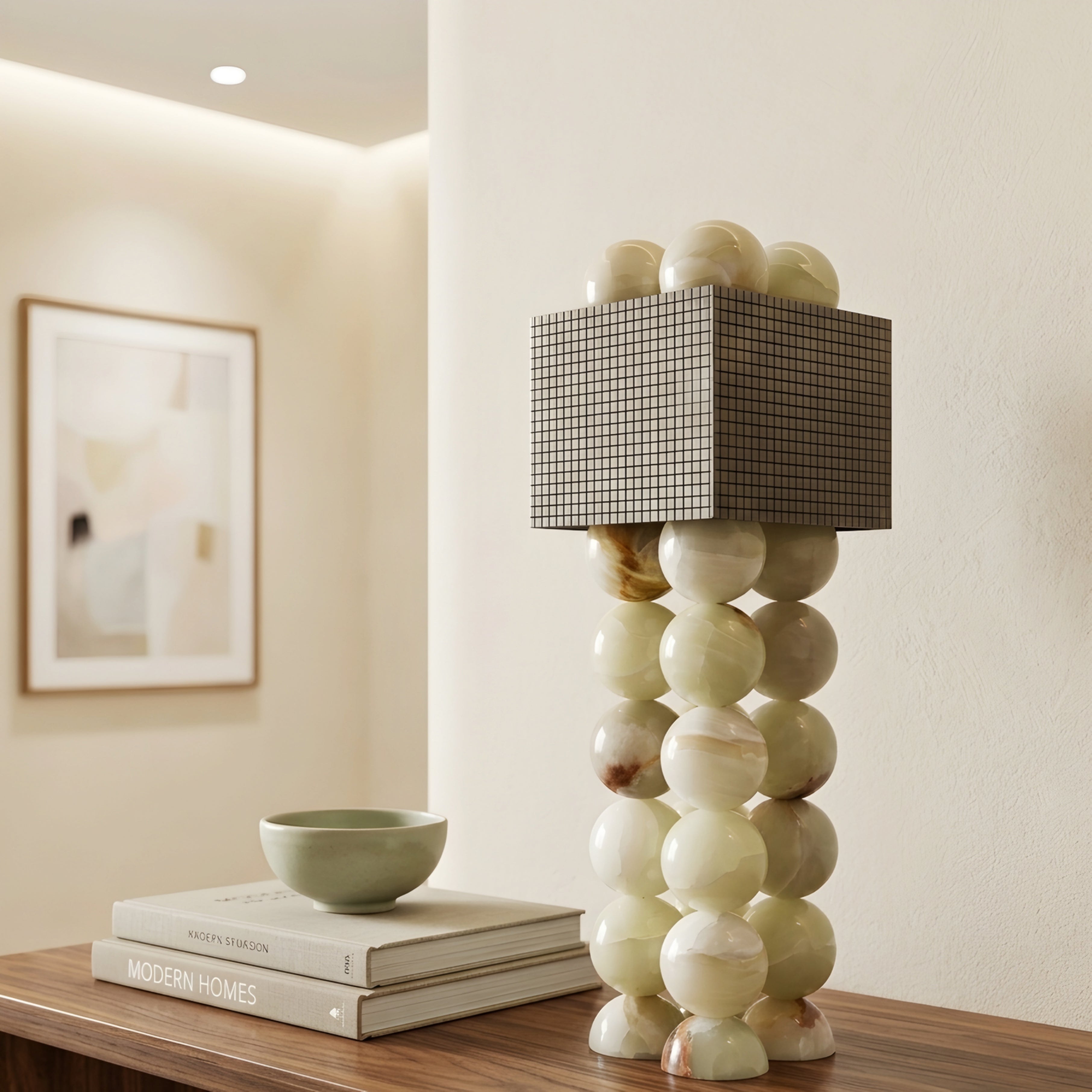 Orbella Mosaic Table Lamp – Decorative Stone Sphere Living Room Bedroom Lighting Modern