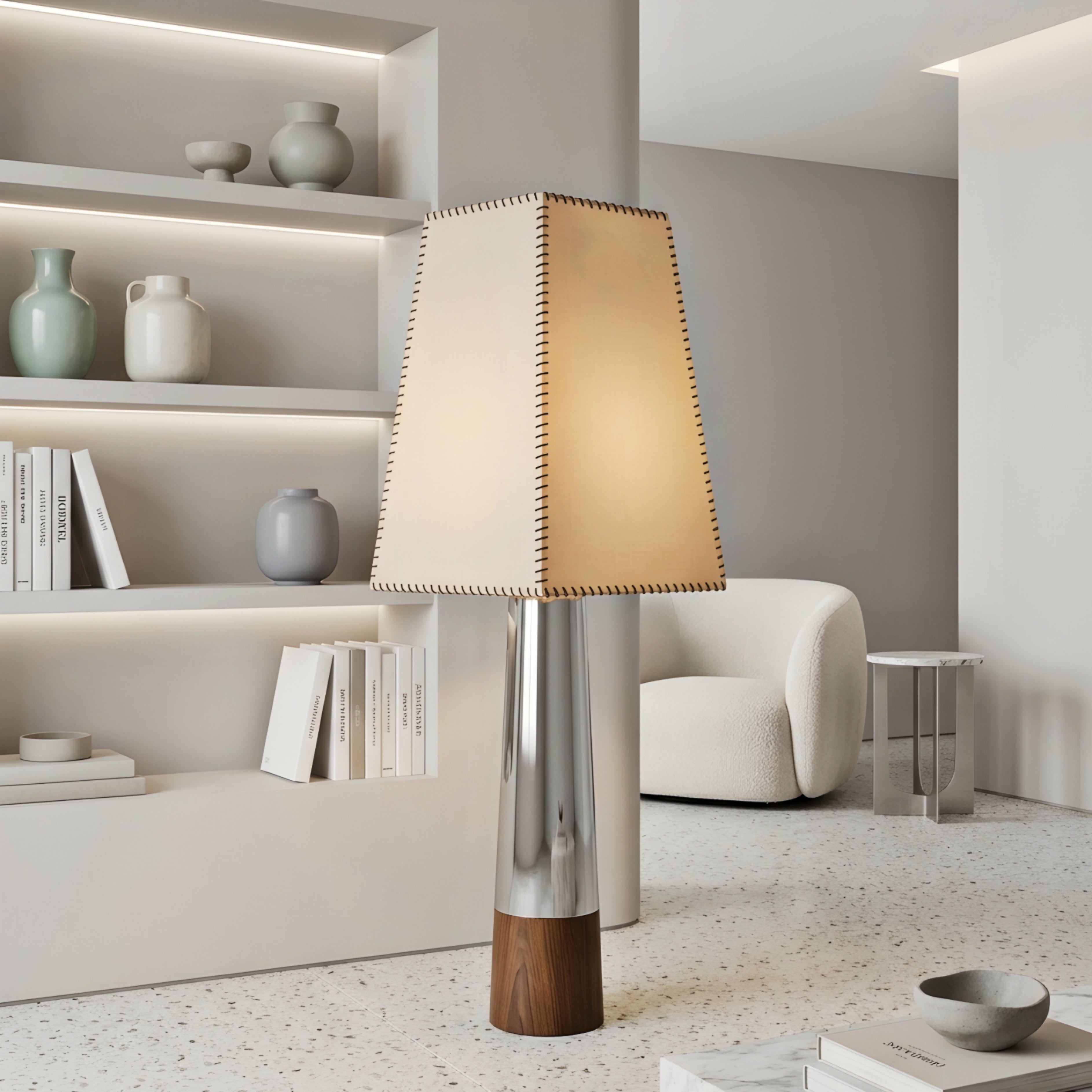 Loona Nordic Floor Lamp – Modern Living Room Bedroom Tall Standing Light Cream Linen Shade