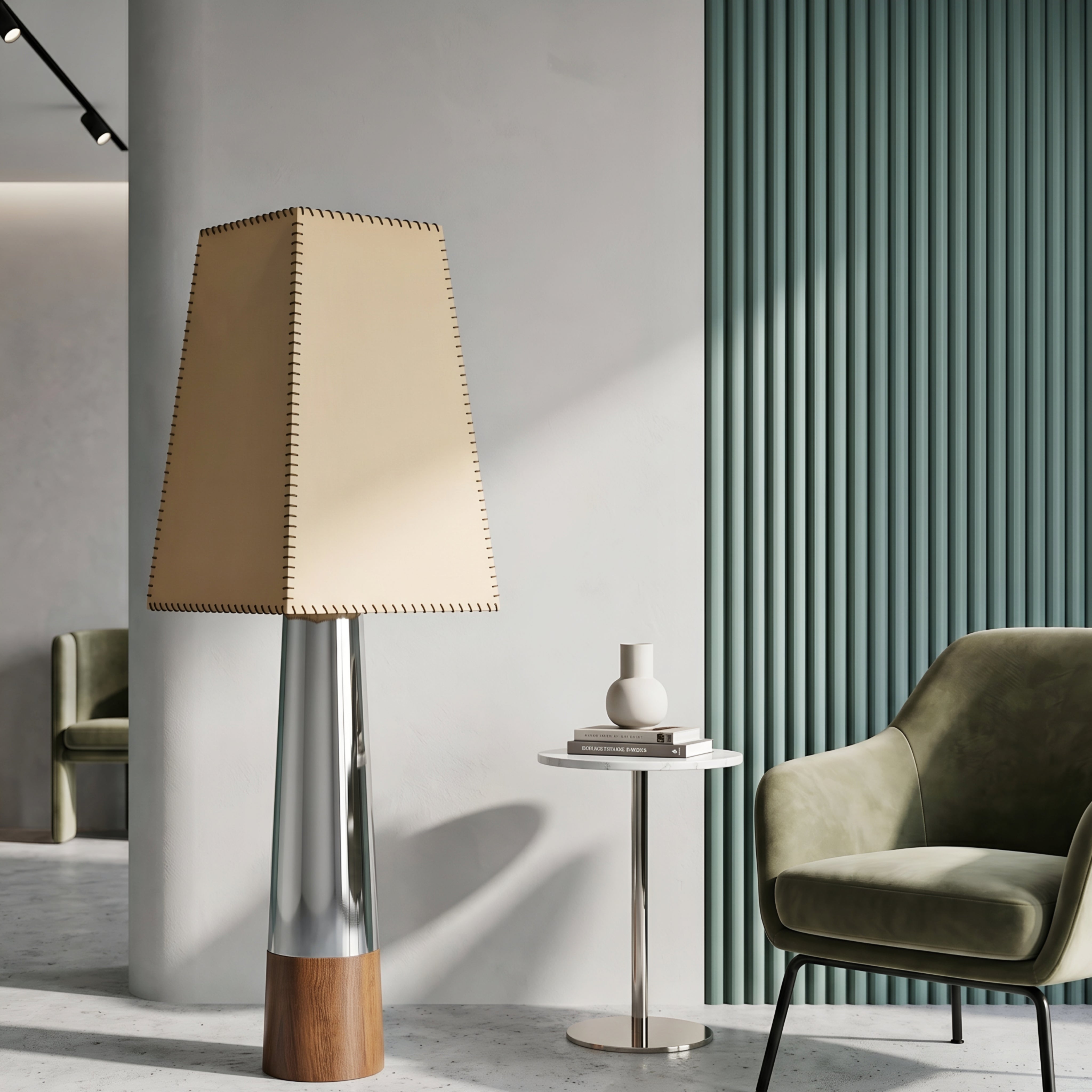 Loona Nordic Floor Lamp – Modern Living Room Bedroom Tall Standing Light Cream Linen Shade