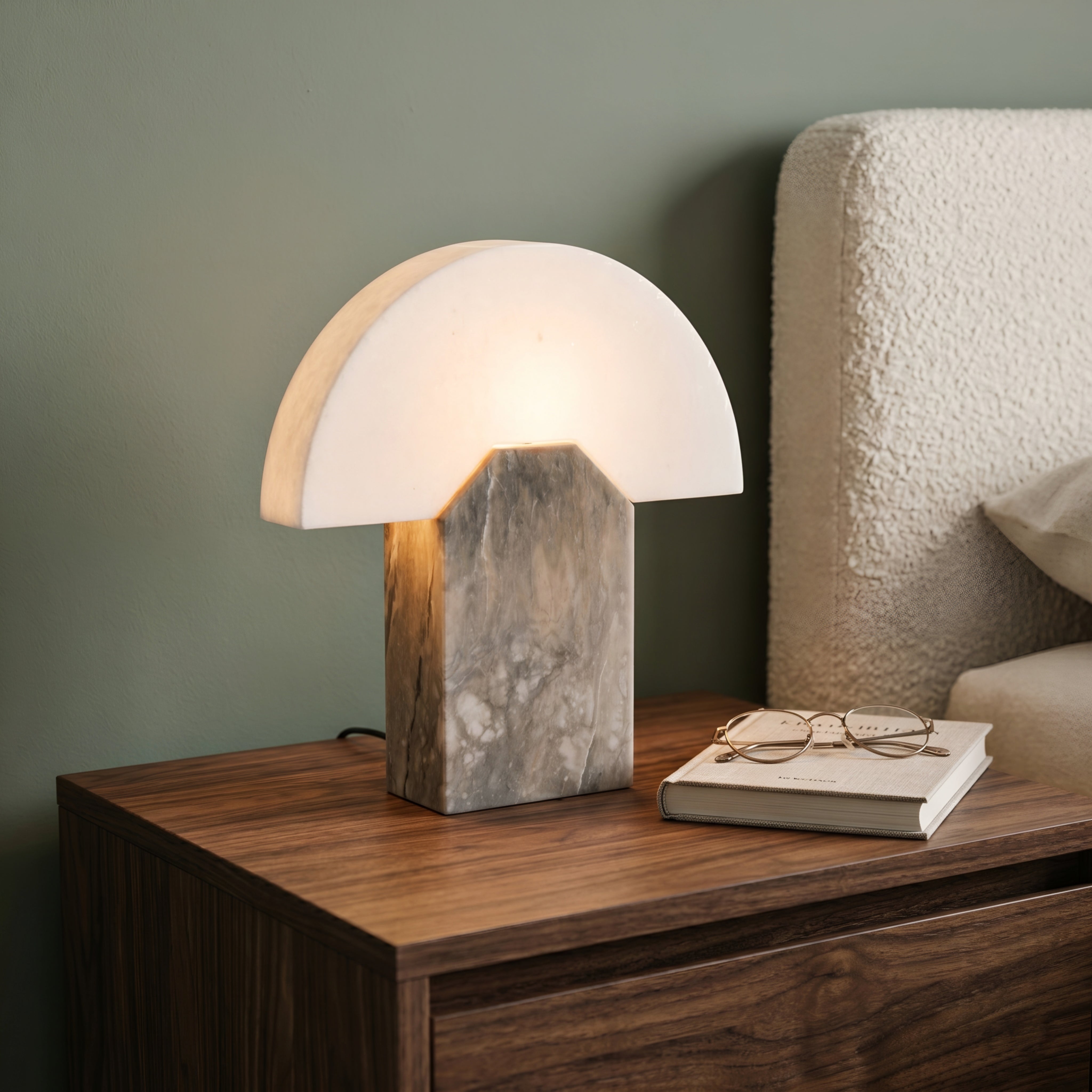 Carezza Dome Table Lamp – Marble Base Modern Decorative Lighting Living Room Bedroom Accent