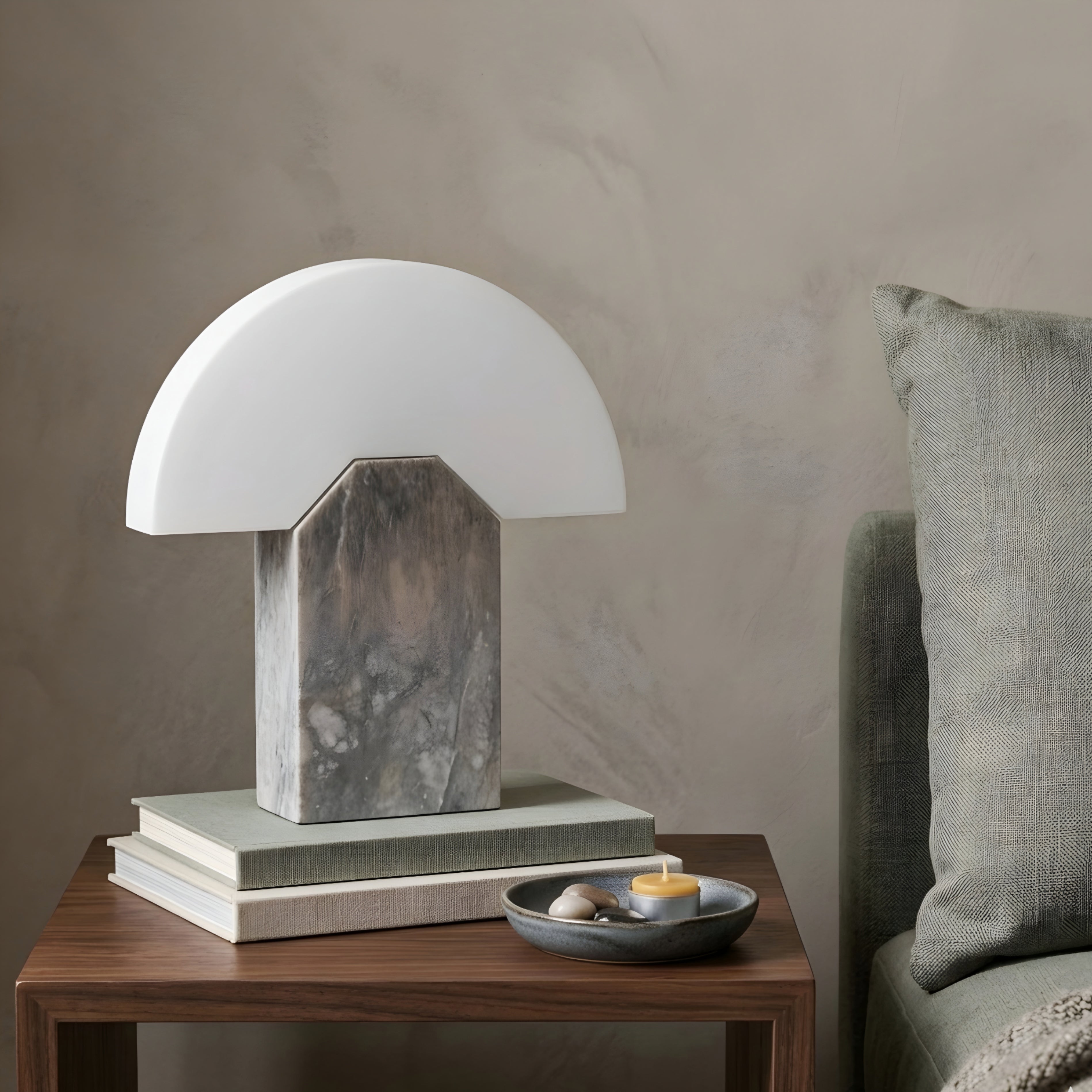 Carezza Dome Table Lamp – Marble Base Modern Decorative Lighting Living Room Bedroom Accent