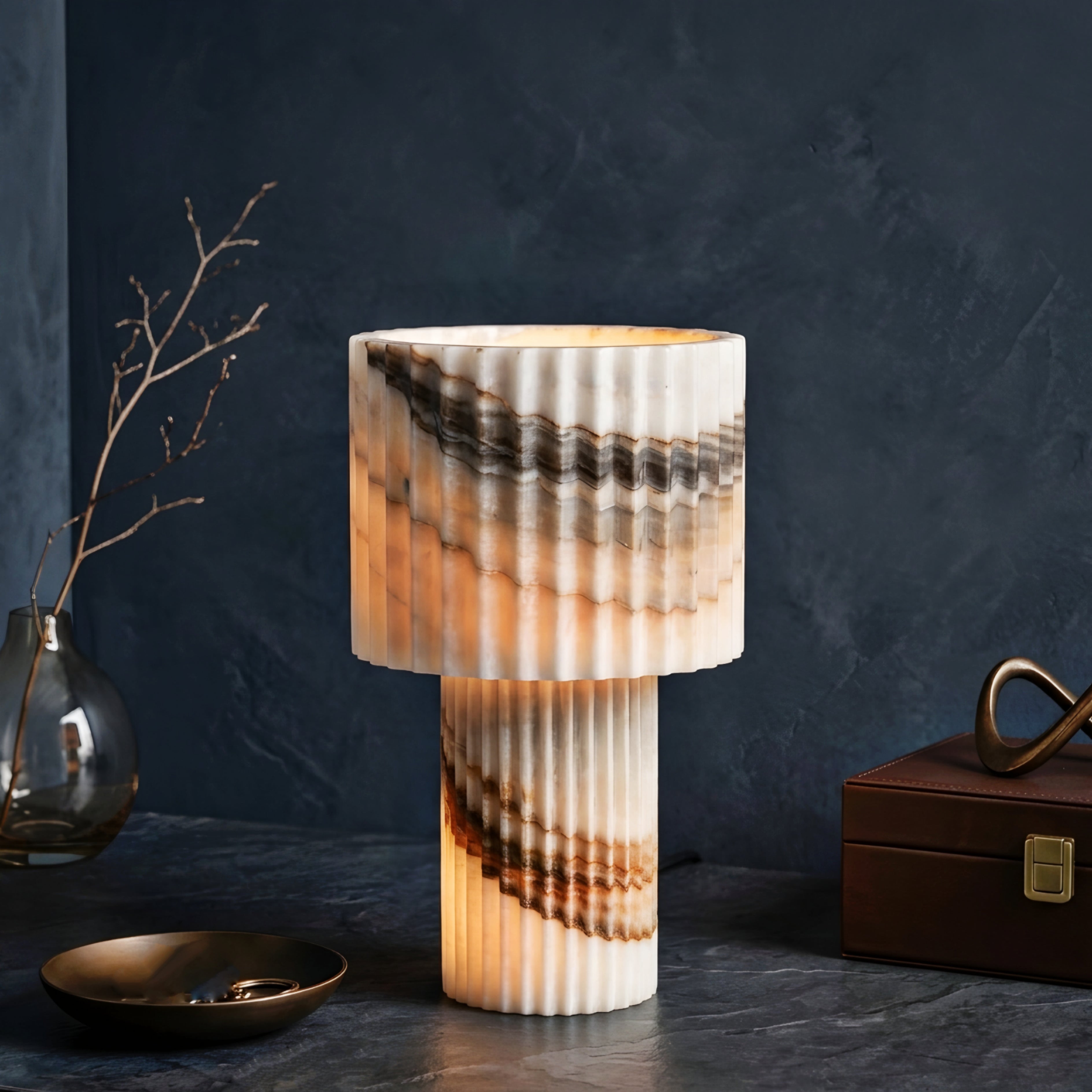 Caldera Marble Table Lamp – Decorative Lighting Living Room Bedroom Sculptural Modern Stone Veined
