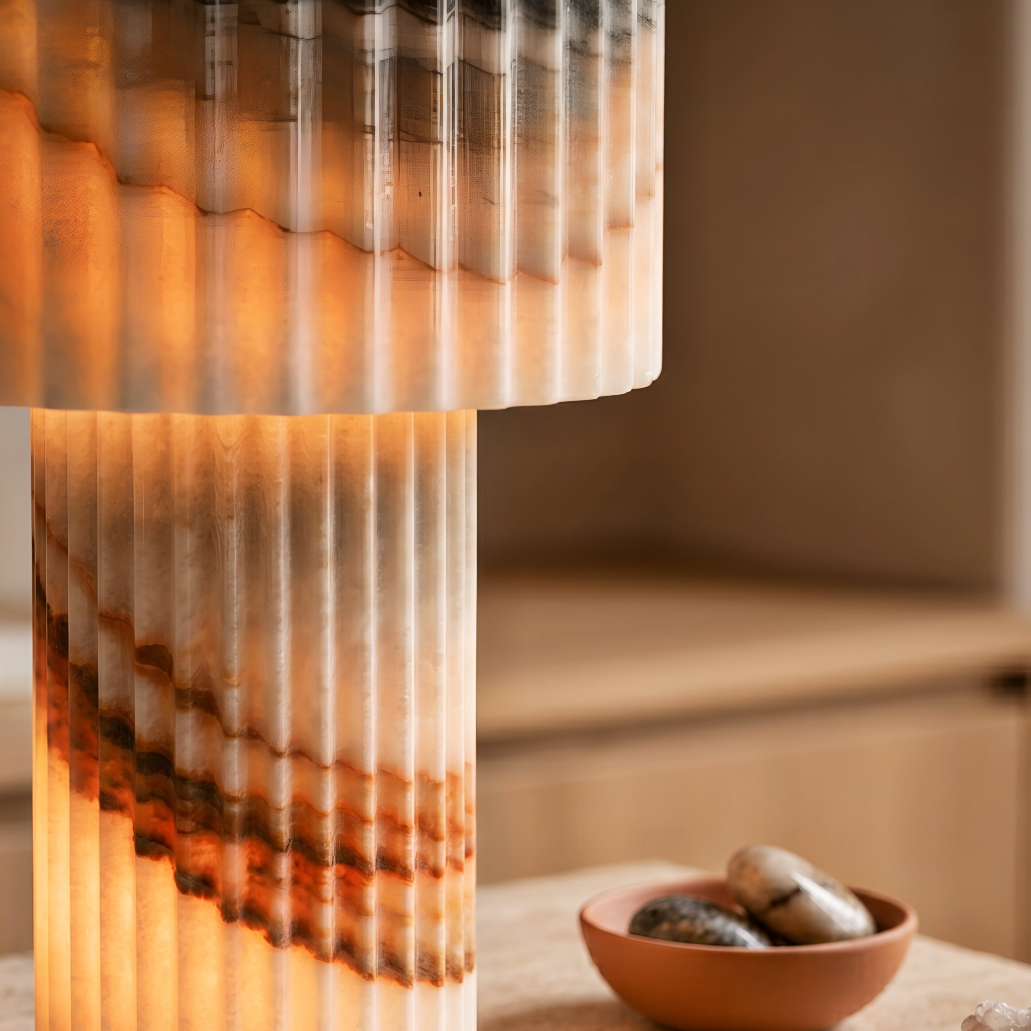 Caldera Marble Table Lamp – Decorative Lighting Living Room Bedroom Sculptural Modern Stone Veined