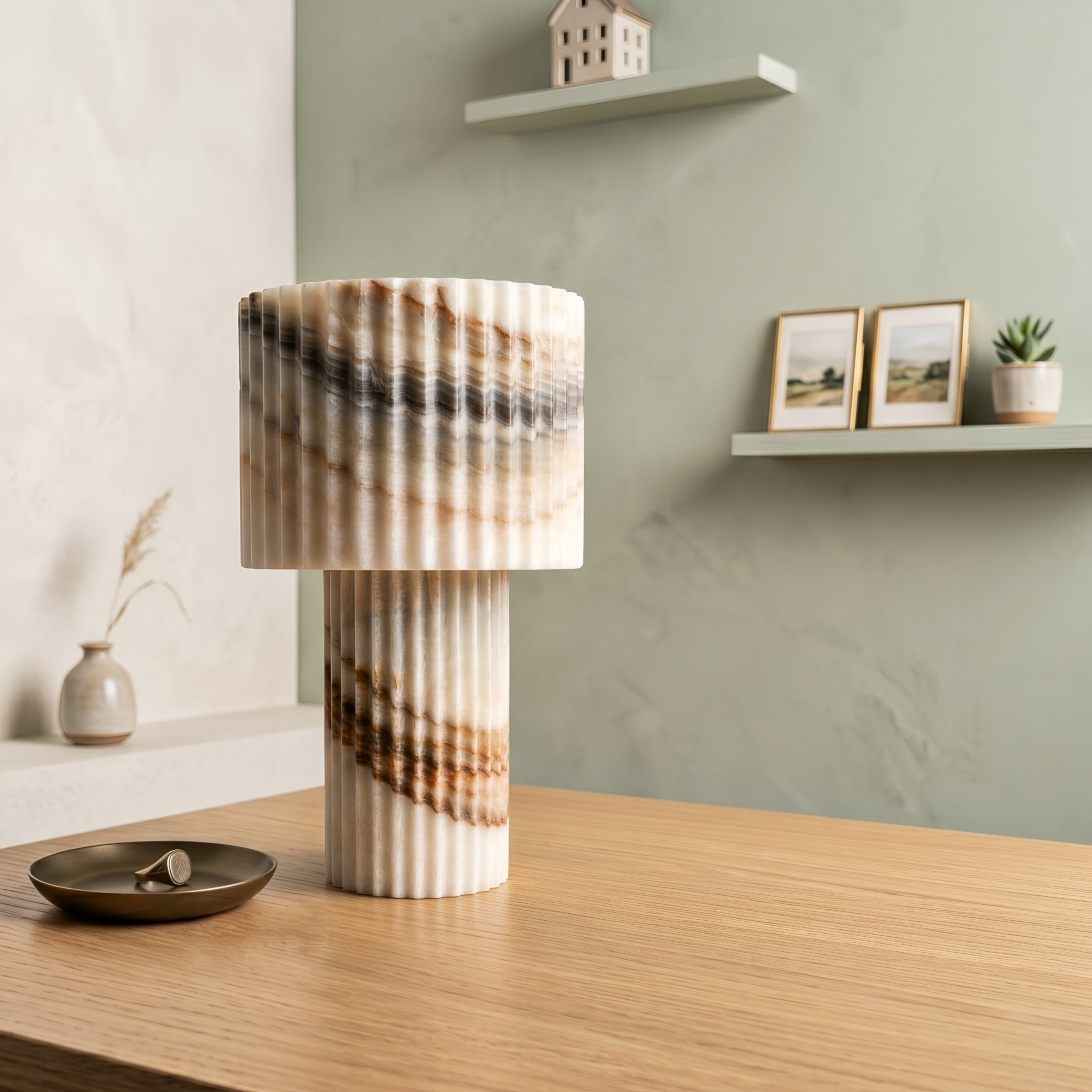 Caldera Marble Table Lamp – Decorative Lighting Living Room Bedroom Sculptural Modern Stone Veined