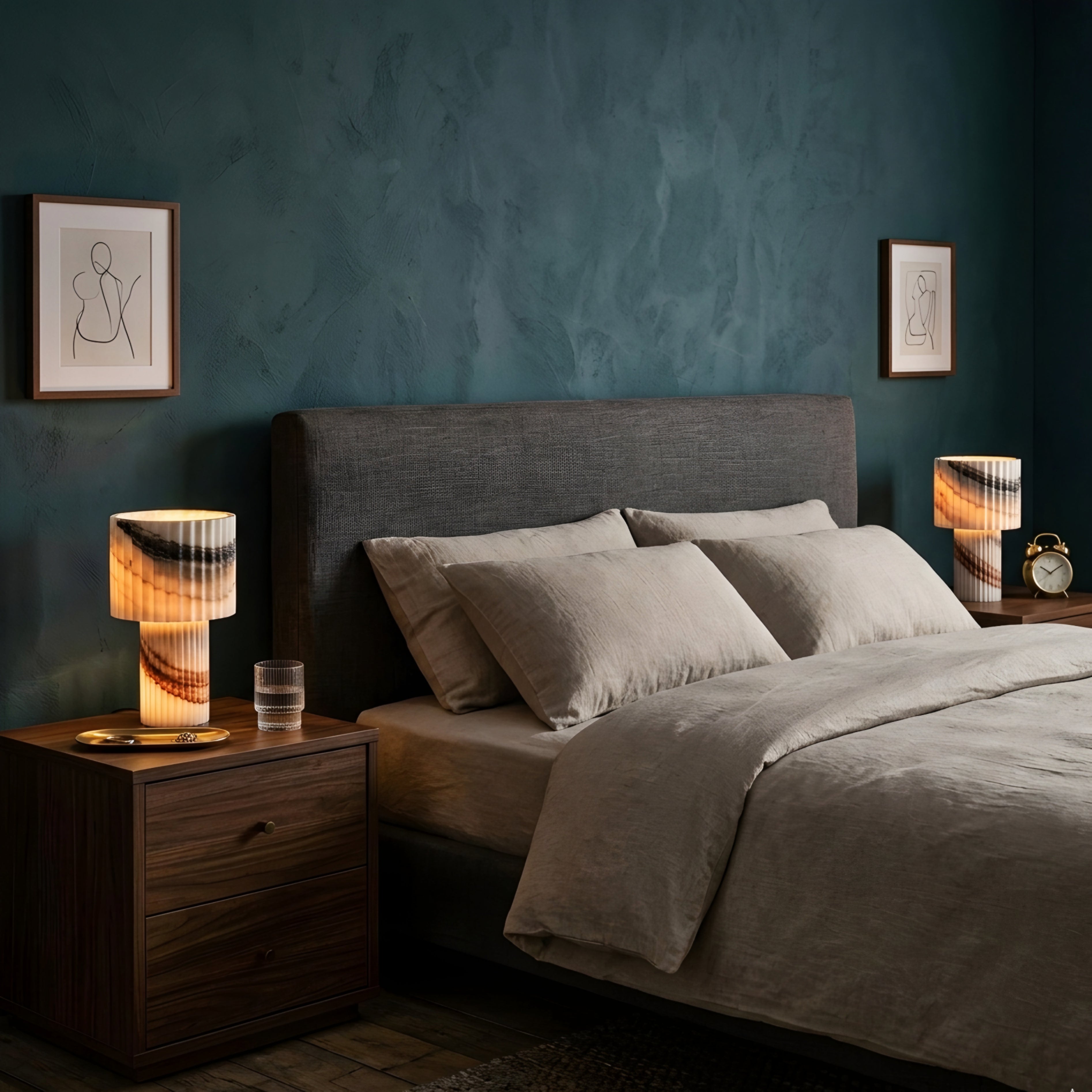 Caldera Marble Table Lamp – Decorative Lighting Living Room Bedroom Sculptural Modern Stone Veined