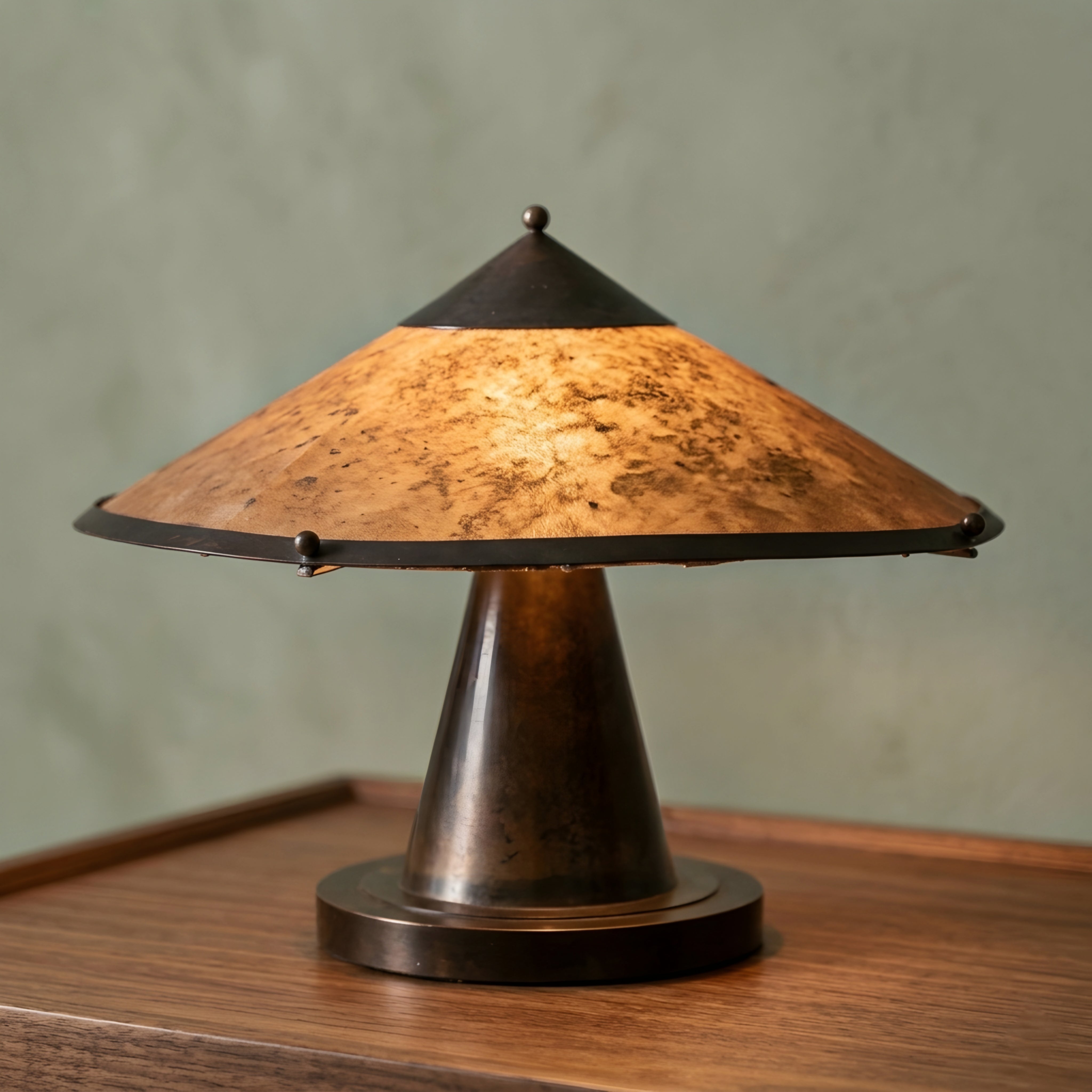 Koval Pavilion Table Lamp – Rustic Metal Cone Shade Decorative Lighting Living Room Bedroom Desk