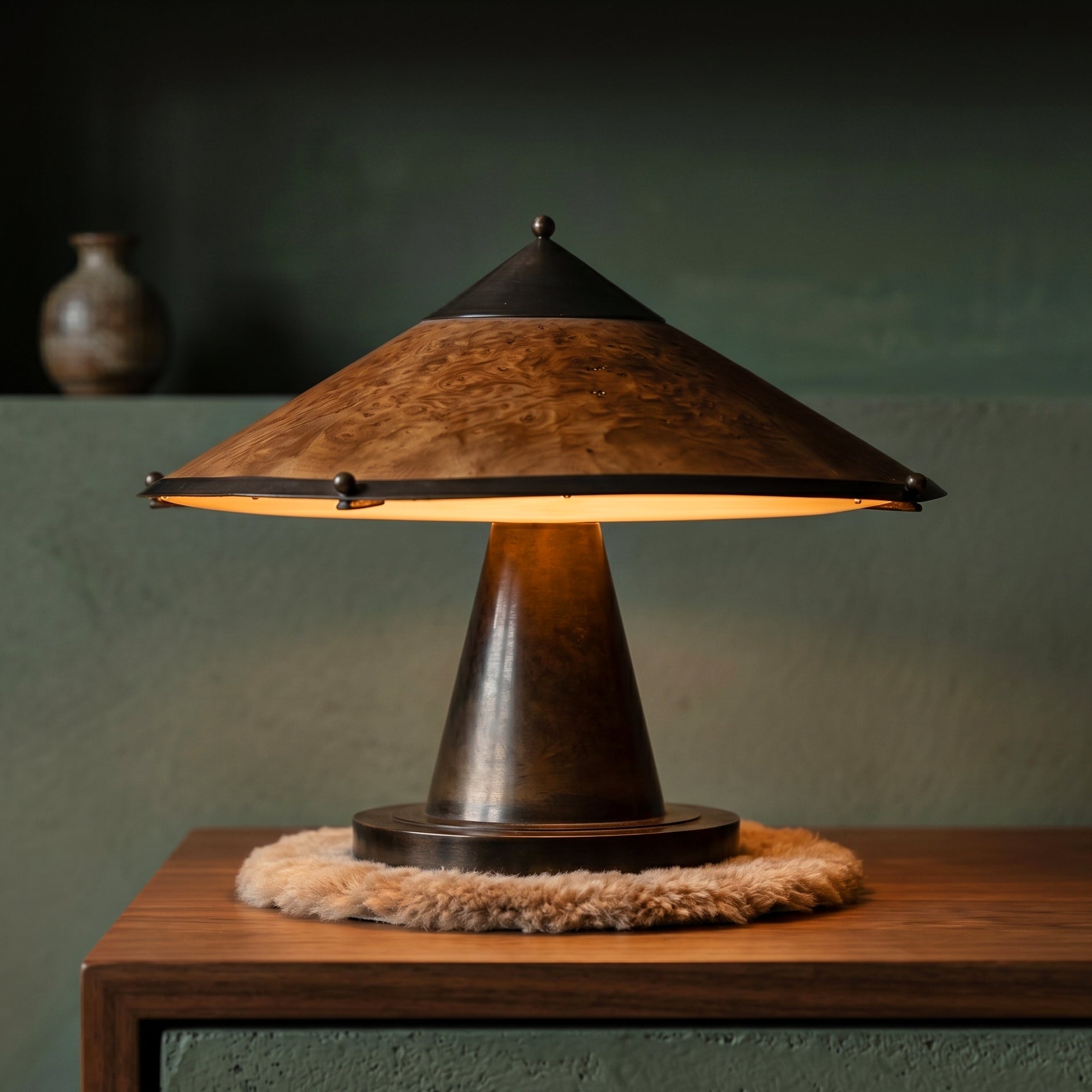 Koval Pavilion Table Lamp – Rustic Metal Cone Shade Decorative Lighting Living Room Bedroom Desk