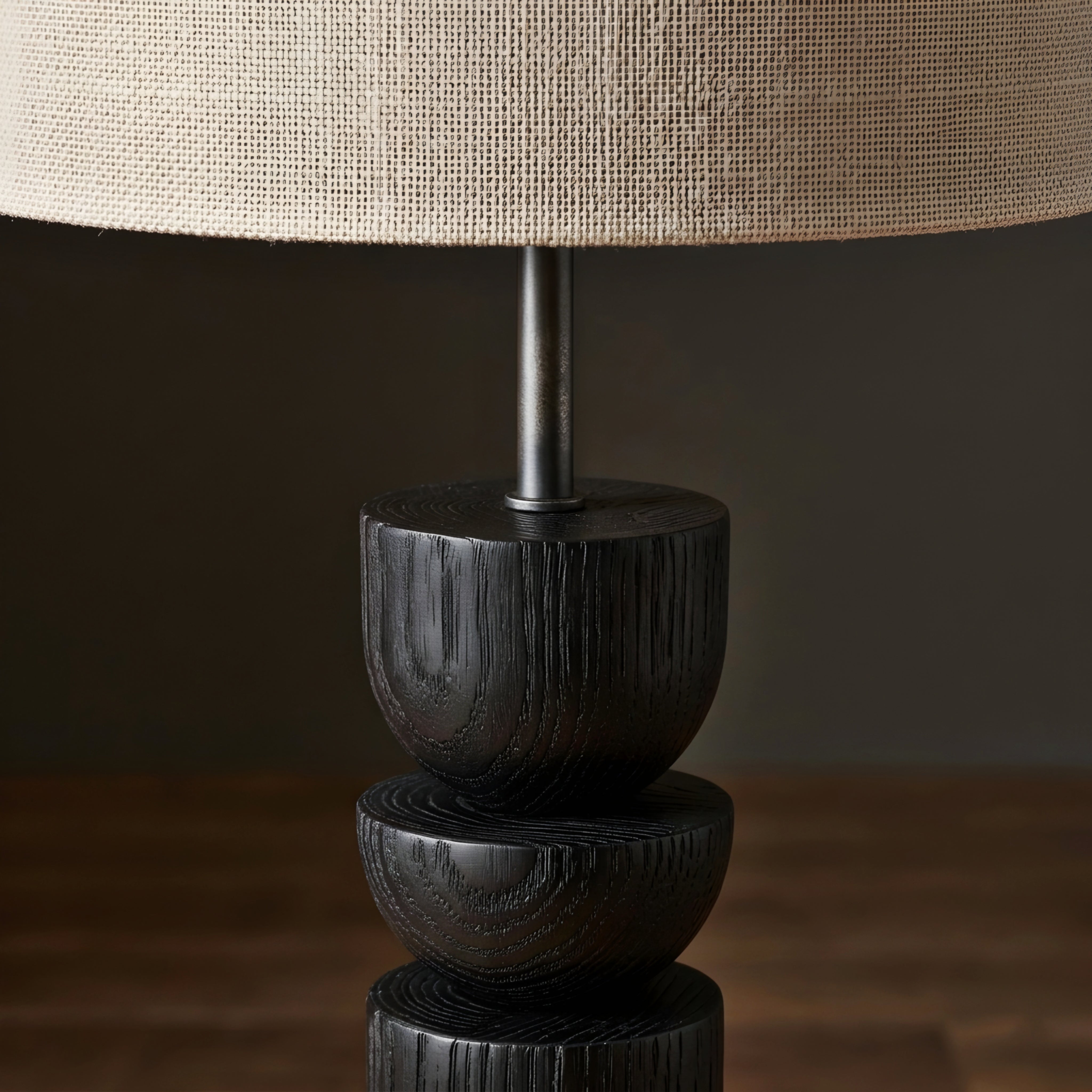 Kolven Sculptural Floor Lamp – Modern Black Wood Living Room Bedroom Decorative Lighting Tall