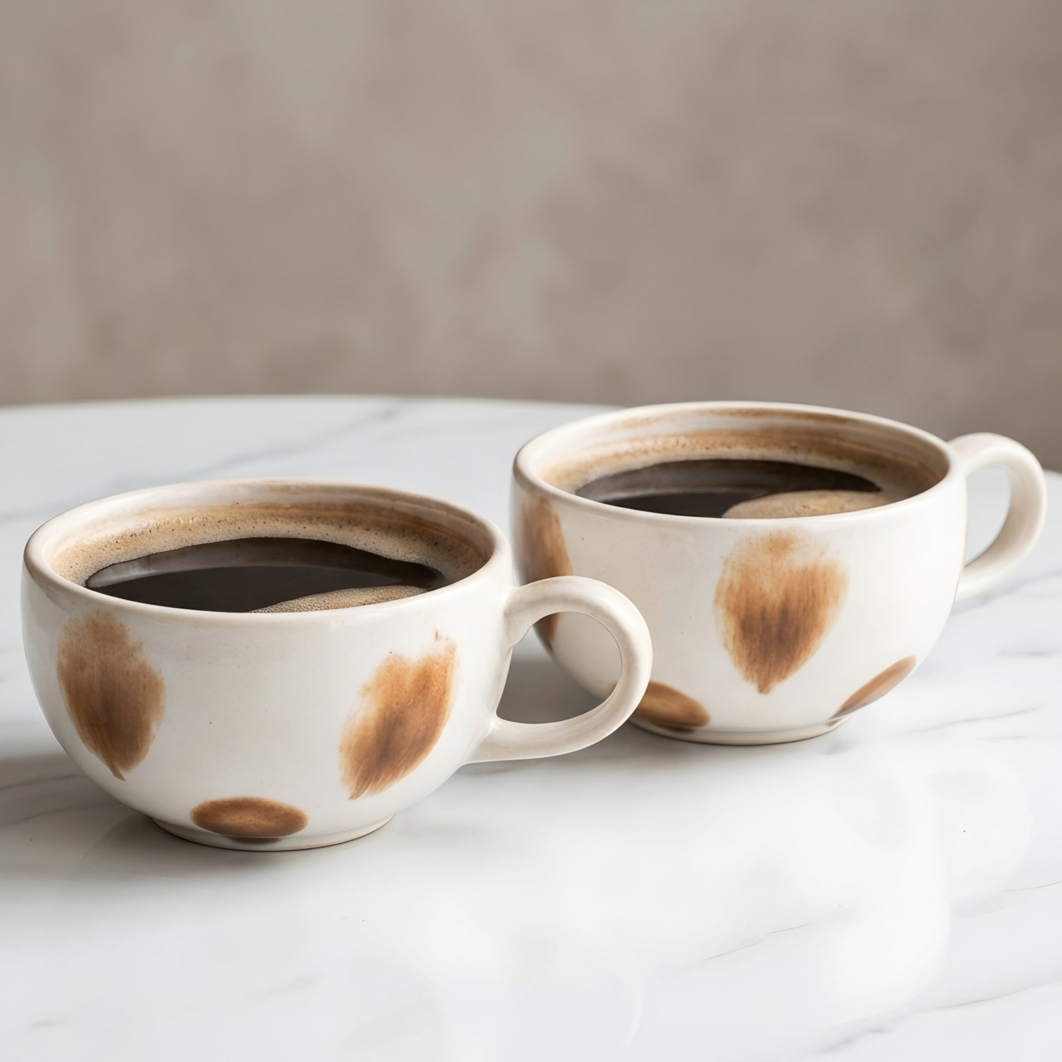 Vellori Ceramic Coffee Mug Set – Handcrafted Latte Cups Wooden Spoon Kitchen Home Decor Tableware