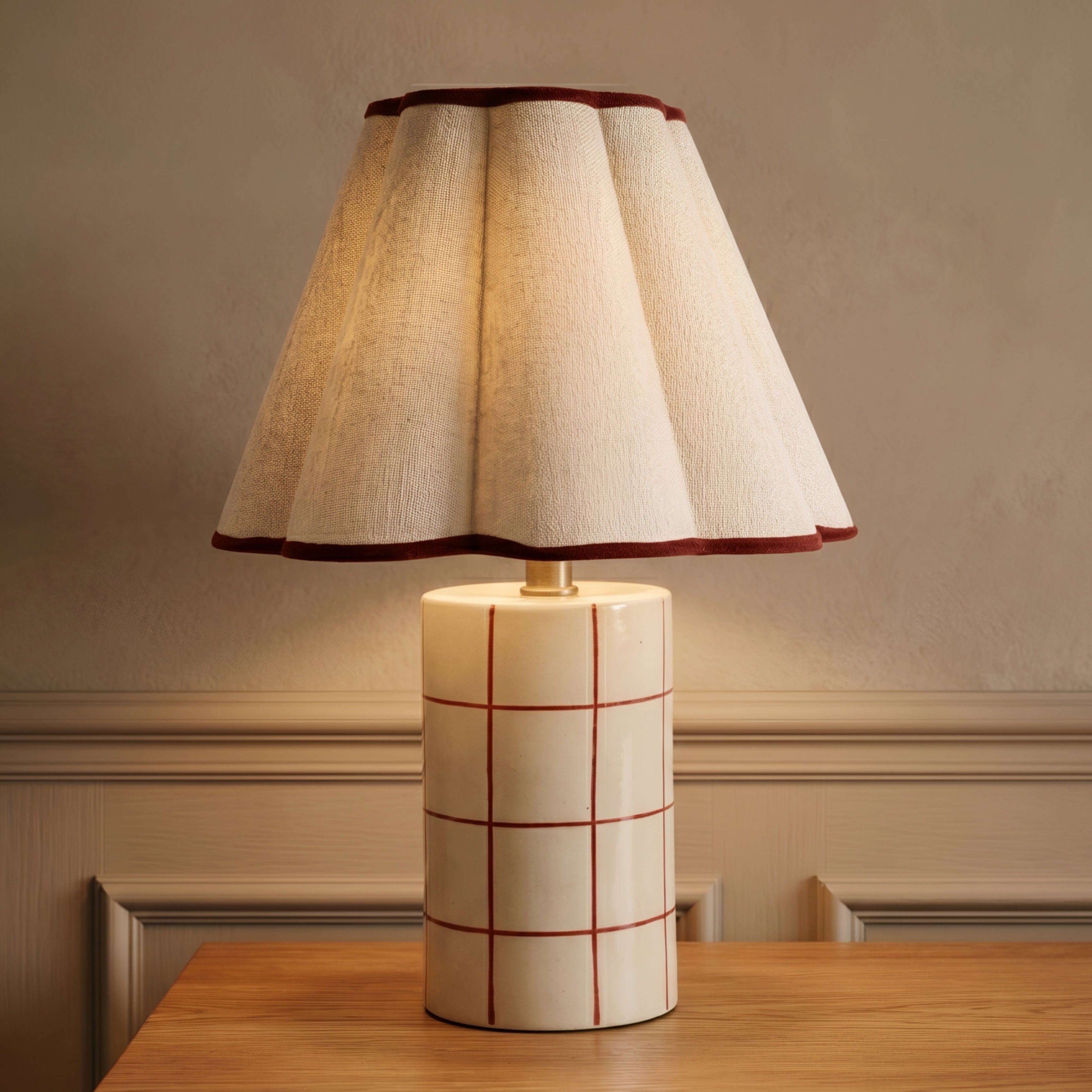 Cerano Pleated Ceramic Table Lamp – Living Room Bedroom Fabric Shade Decorative Lighting Nightstand