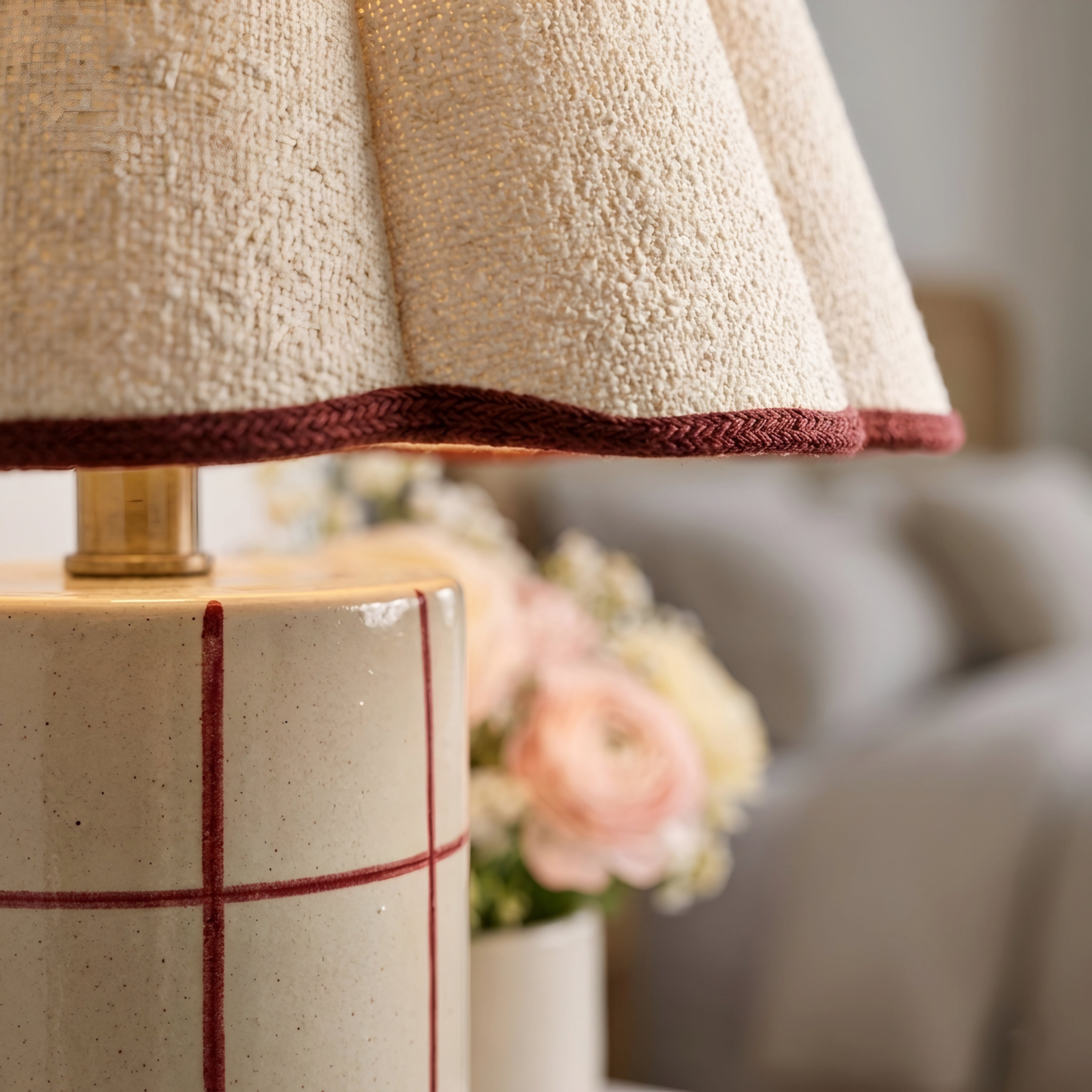 Cerano Pleated Ceramic Table Lamp – Living Room Bedroom Fabric Shade Decorative Lighting Nightstand