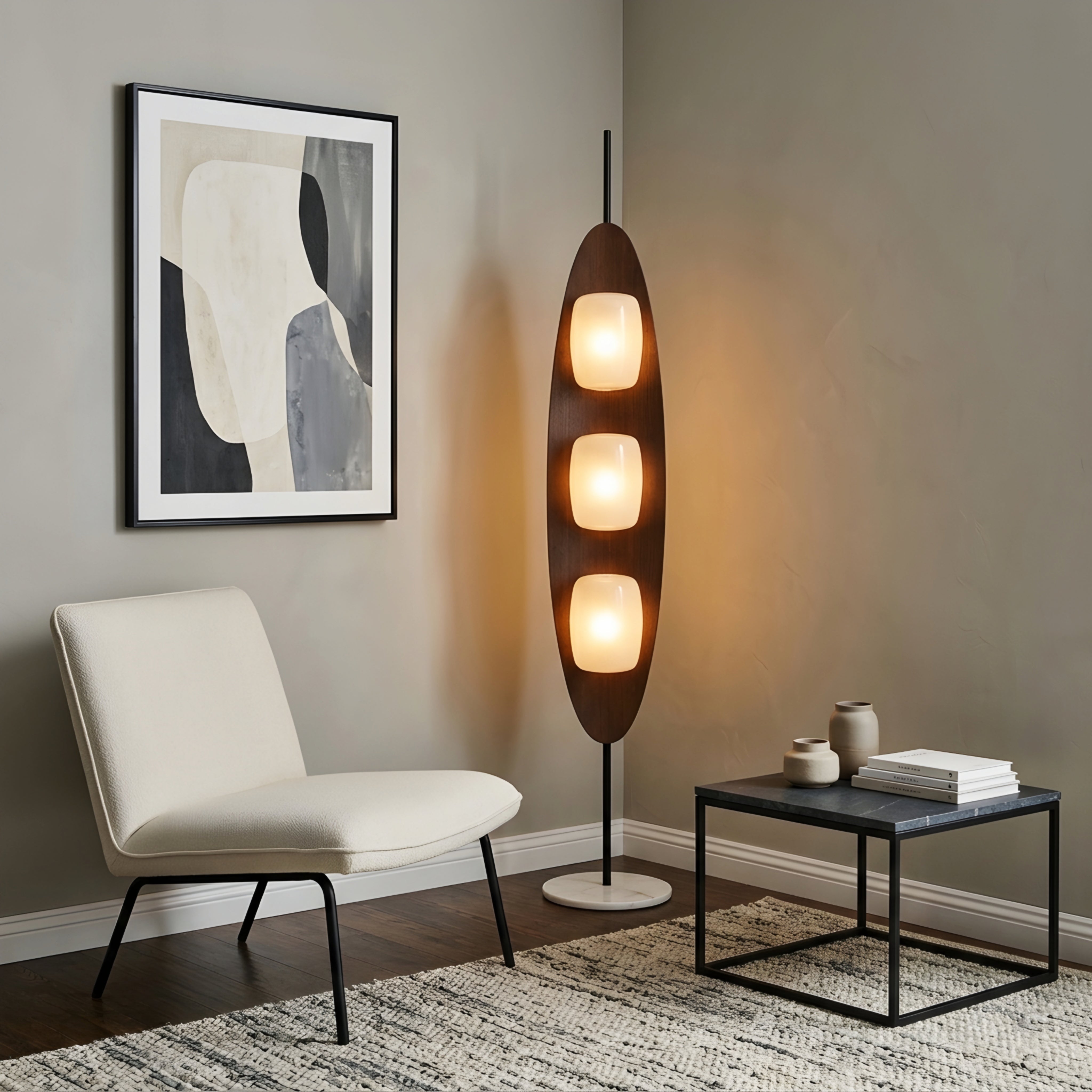 Ovalis Sculptural Floor Lamp – Mid Century Modern Floor Lamp Living Room Bedroom Decorative Lighting