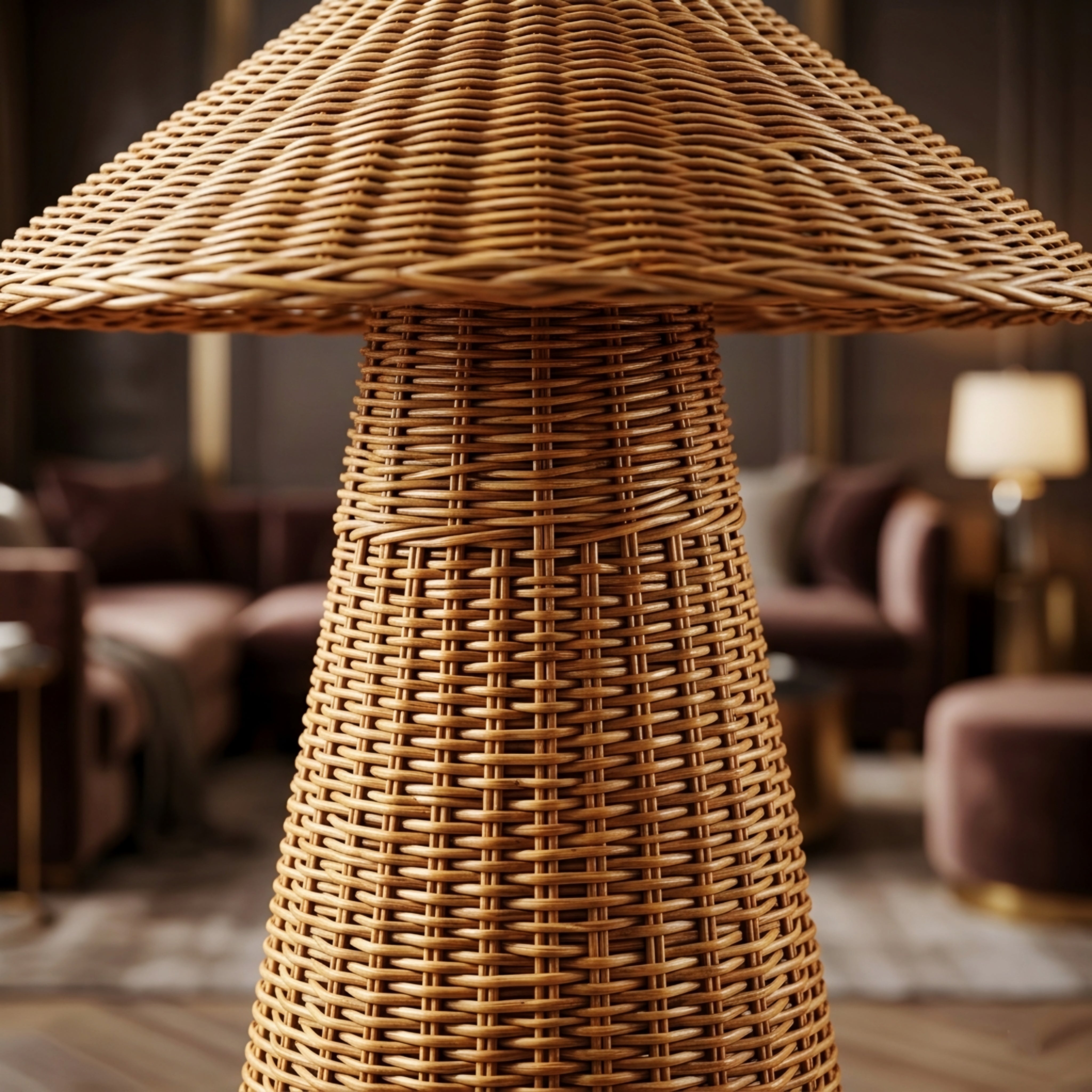 Velari Woven Rattan Floor Lamp – Natural Wicker Standing Light Living Room Bedroom Boho Decorative Lighting