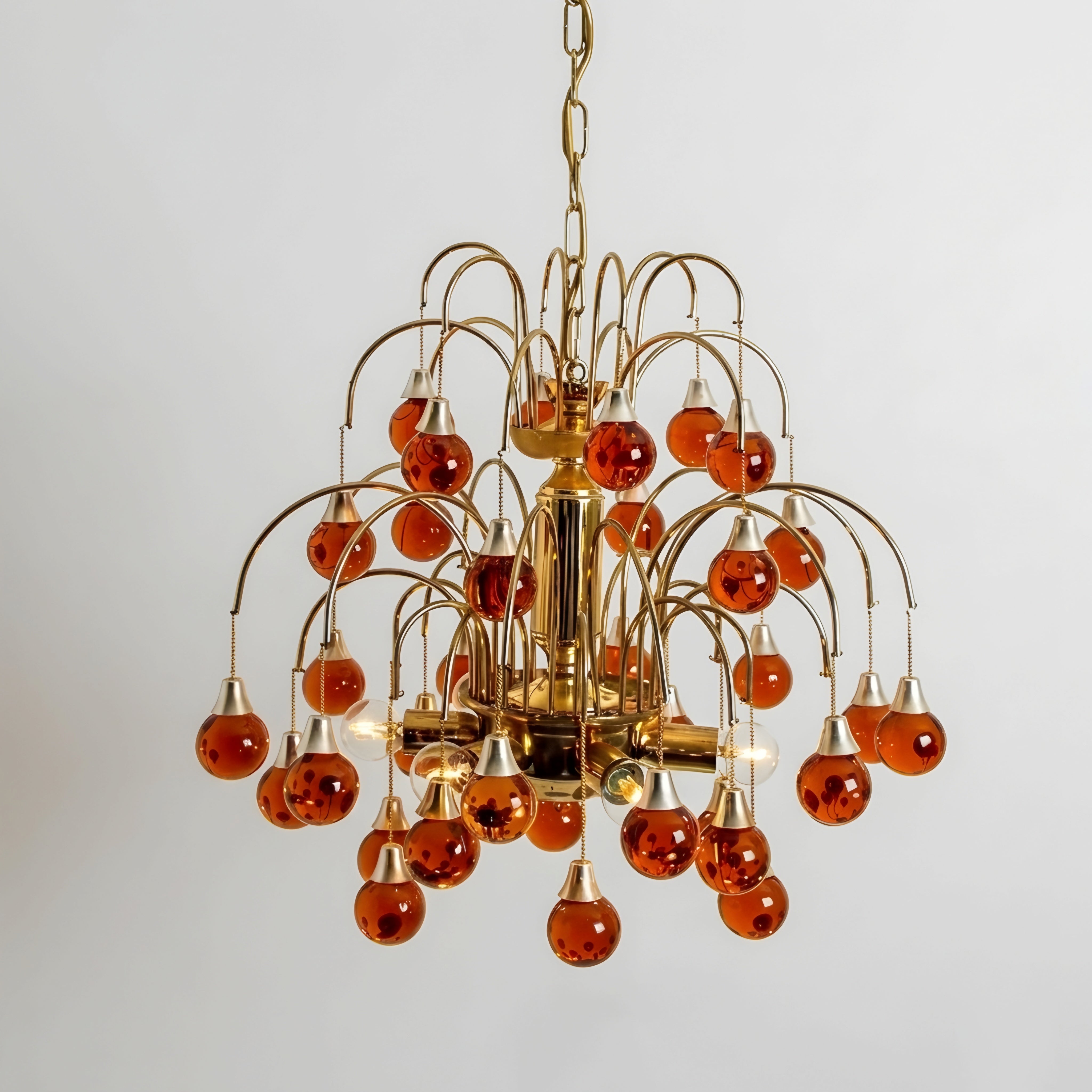 Cascata Amber Chandelier – Glass Pendant Light Dining Room Living Room Decorative Lighting Fixture