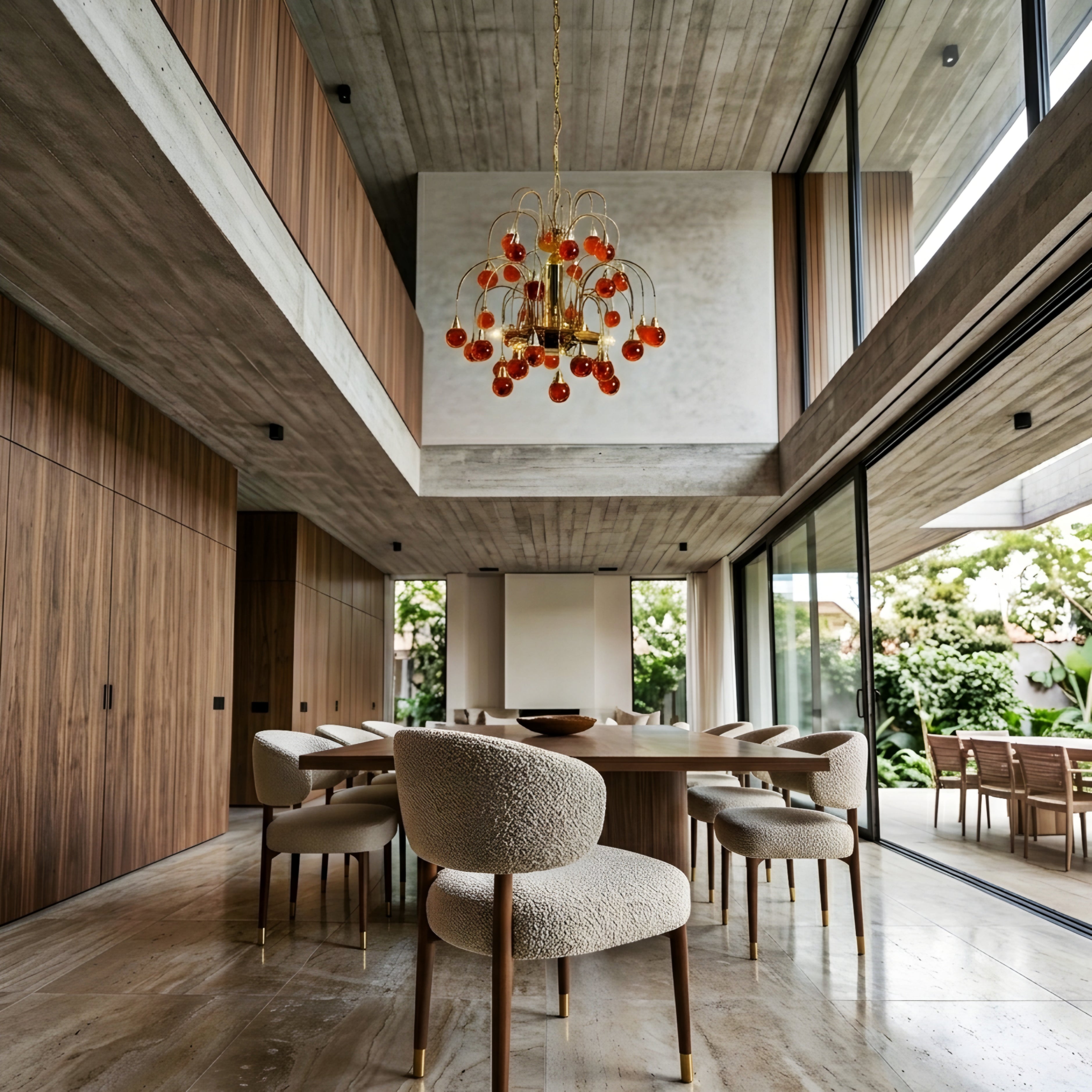 Cascata Amber Chandelier – Glass Pendant Light Dining Room Living Room Decorative Lighting Fixture
