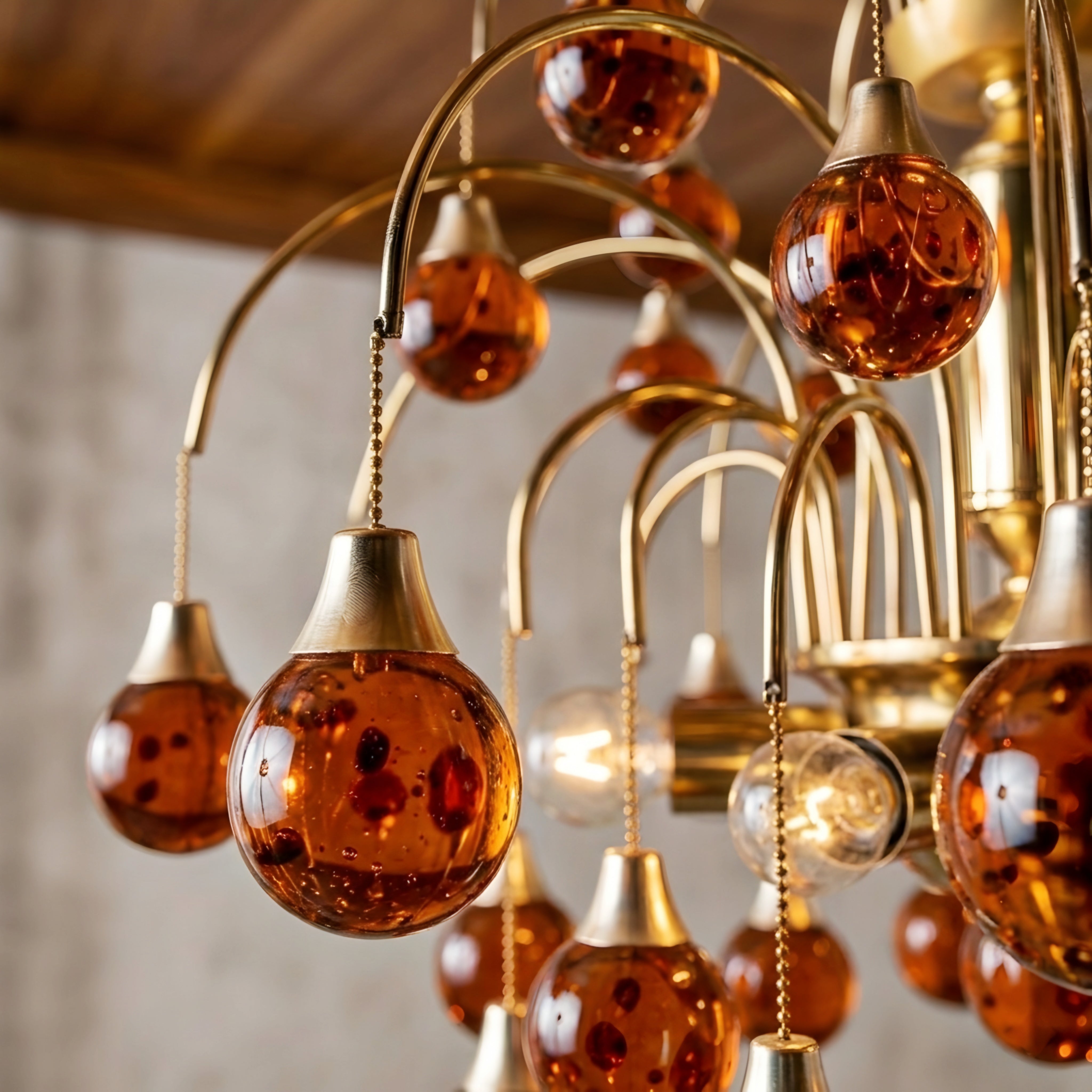 Cascata Amber Chandelier – Glass Pendant Light Dining Room Living Room Decorative Lighting Fixture