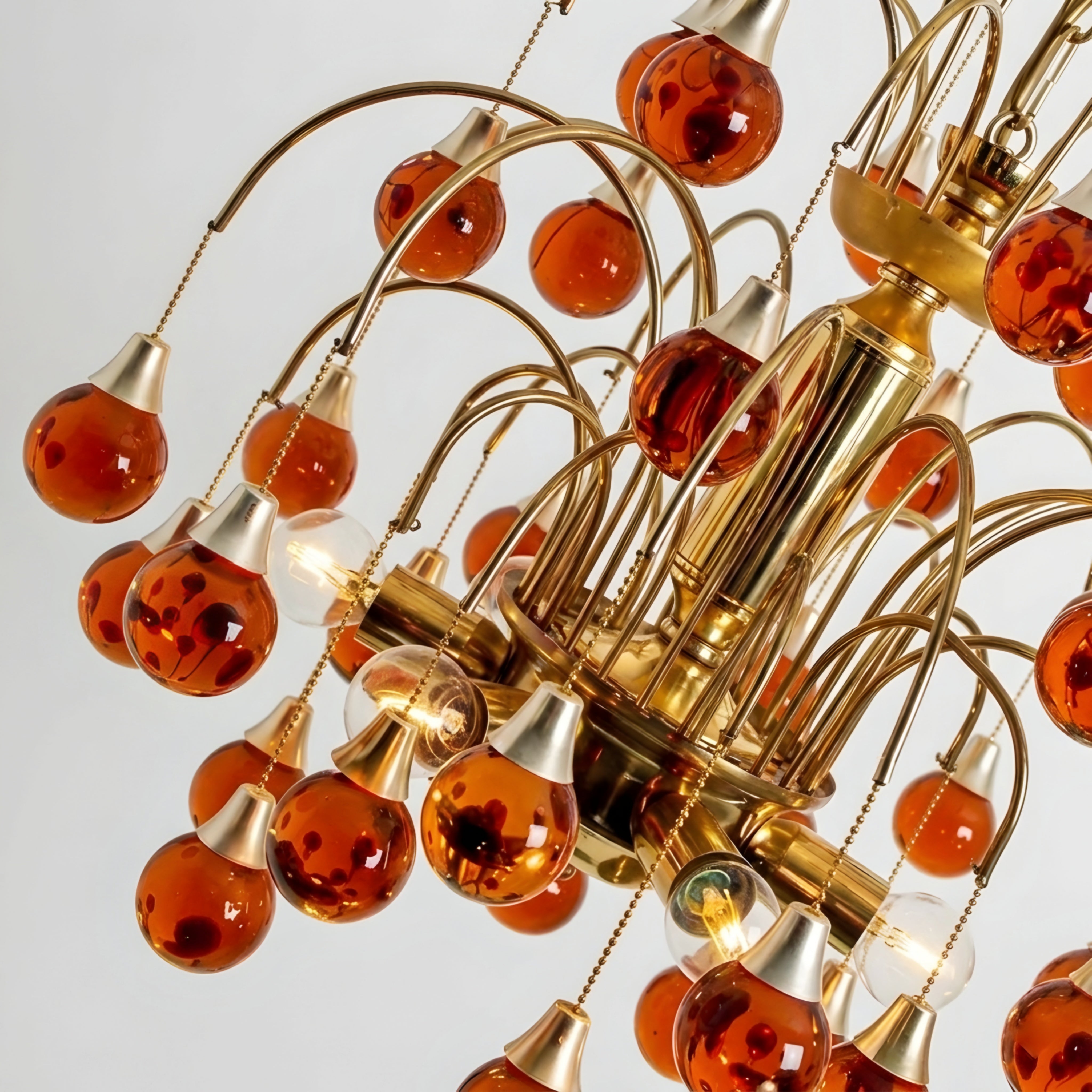 Cascata Amber Chandelier – Glass Pendant Light Dining Room Living Room Decorative Lighting Fixture