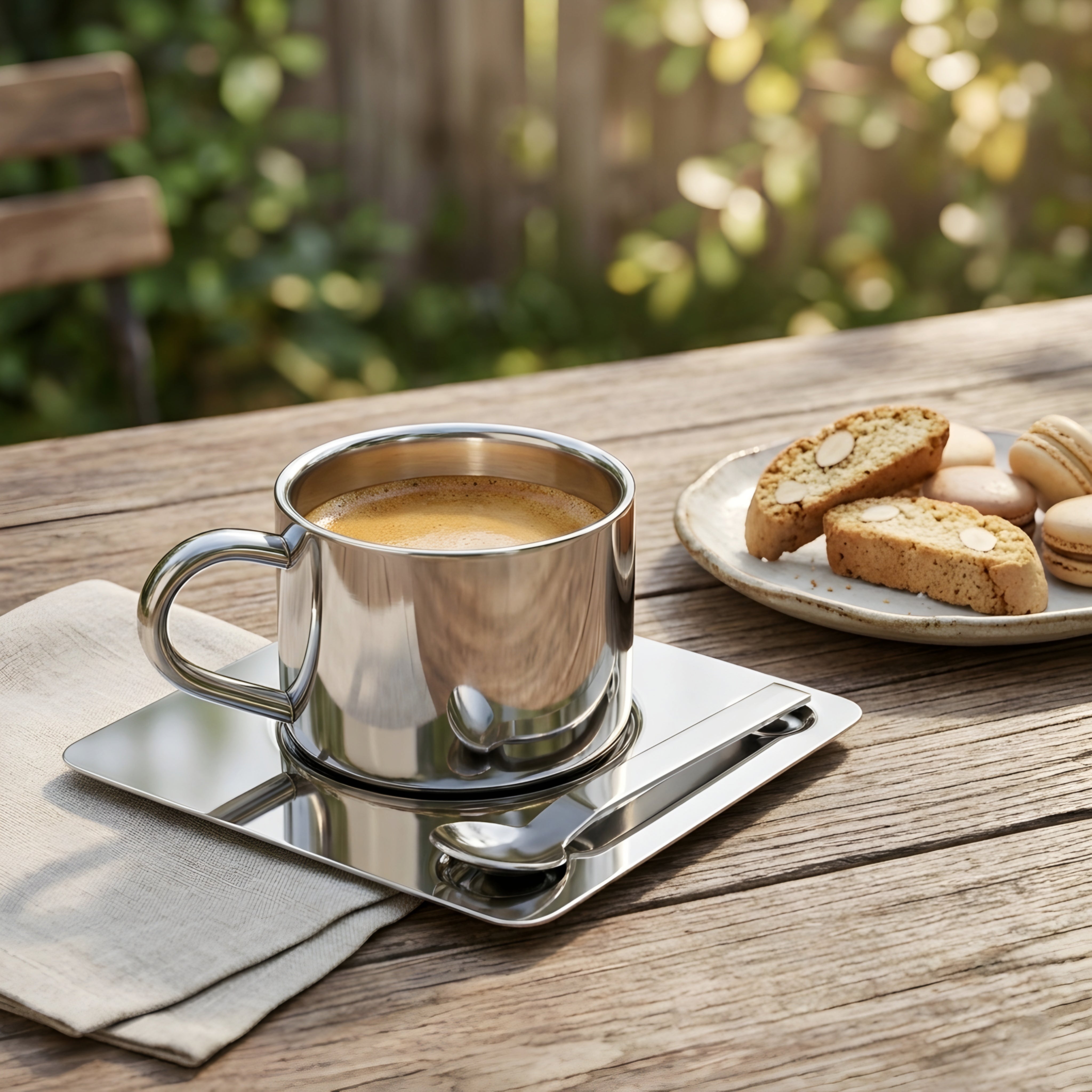 Axiom Coffee Ritual Set – Stainless Steel Espresso Cup Saucer Spoon Modern Kitchen Barware Serving