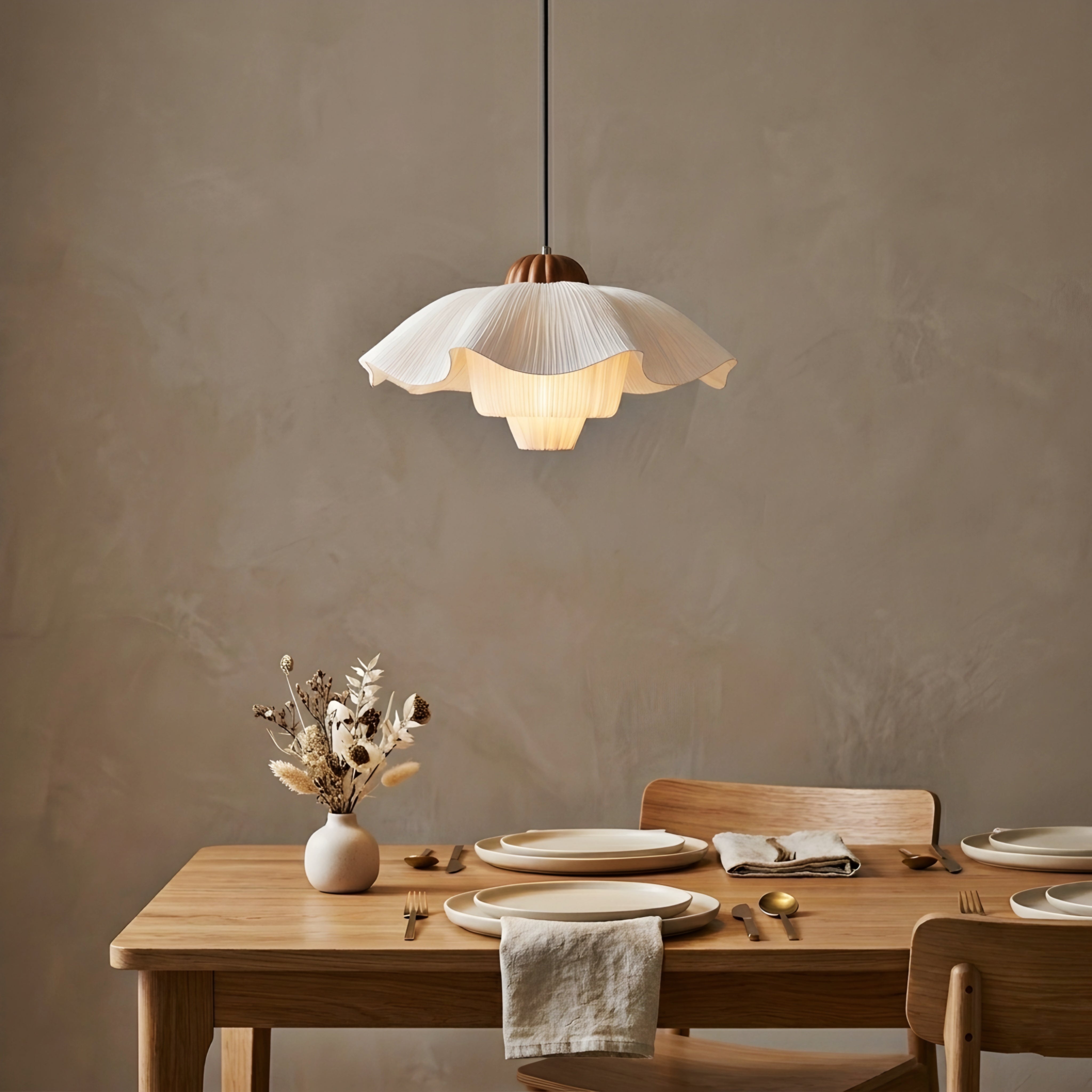 Pleata Bloom Pendant Light – Modern Pleated Fabric Ceiling Light Dining Room Kitchen Island Decorative
