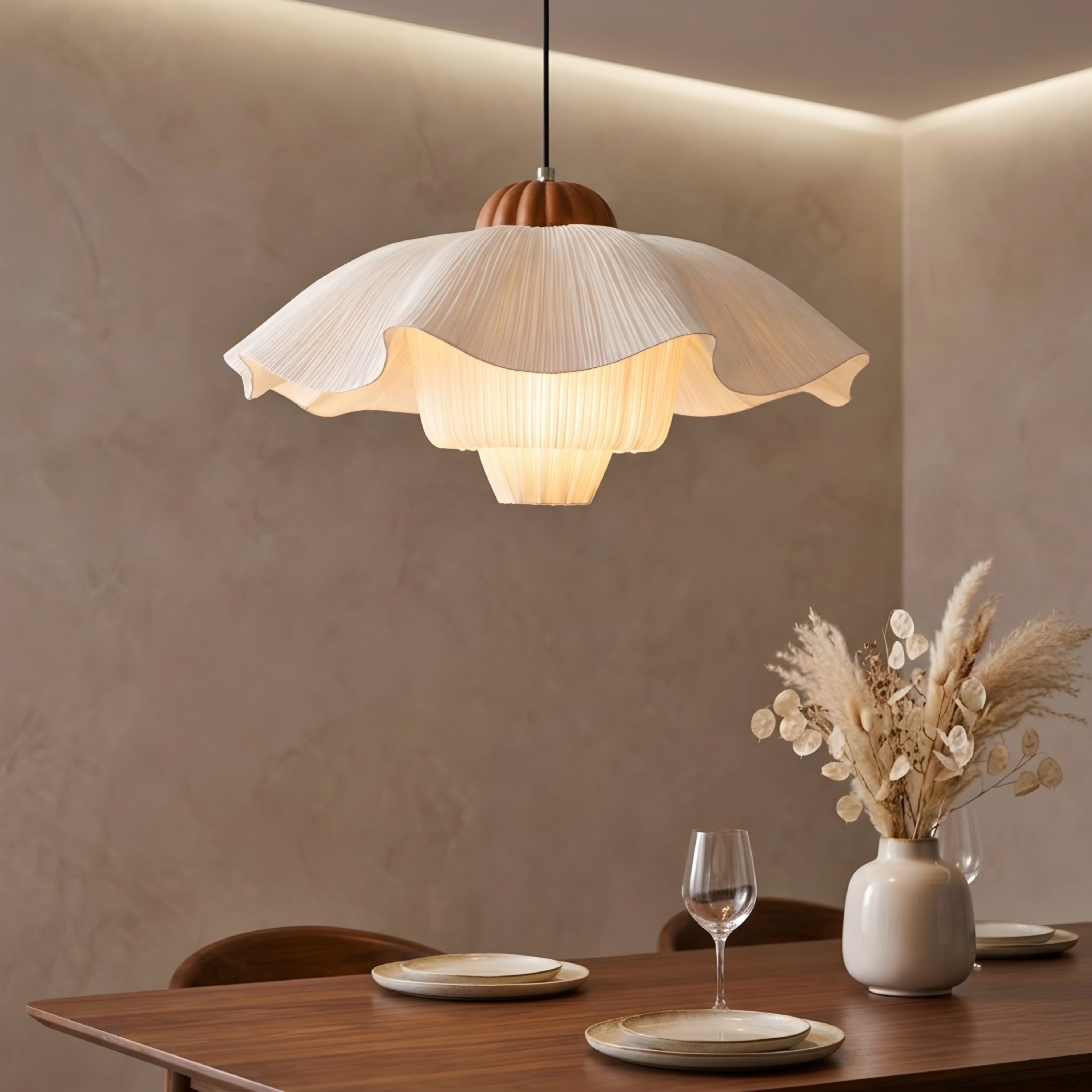 Pleata Bloom Pendant Light – Modern Pleated Fabric Ceiling Light Dining Room Kitchen Island Decorative