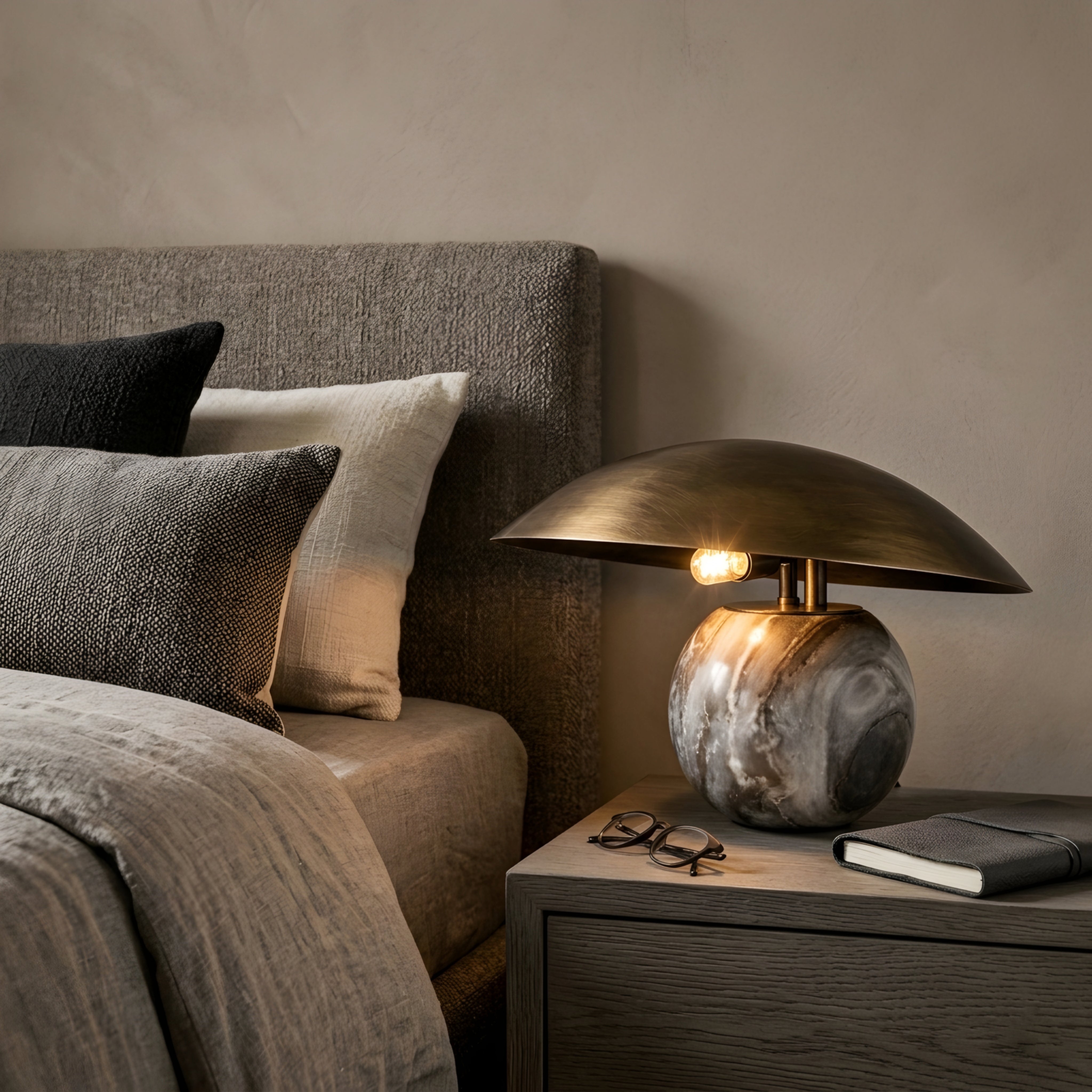 Orbello Marble Dome Table Lamp – Modern Decorative Living Room Bedroom Brass Accent Lighting