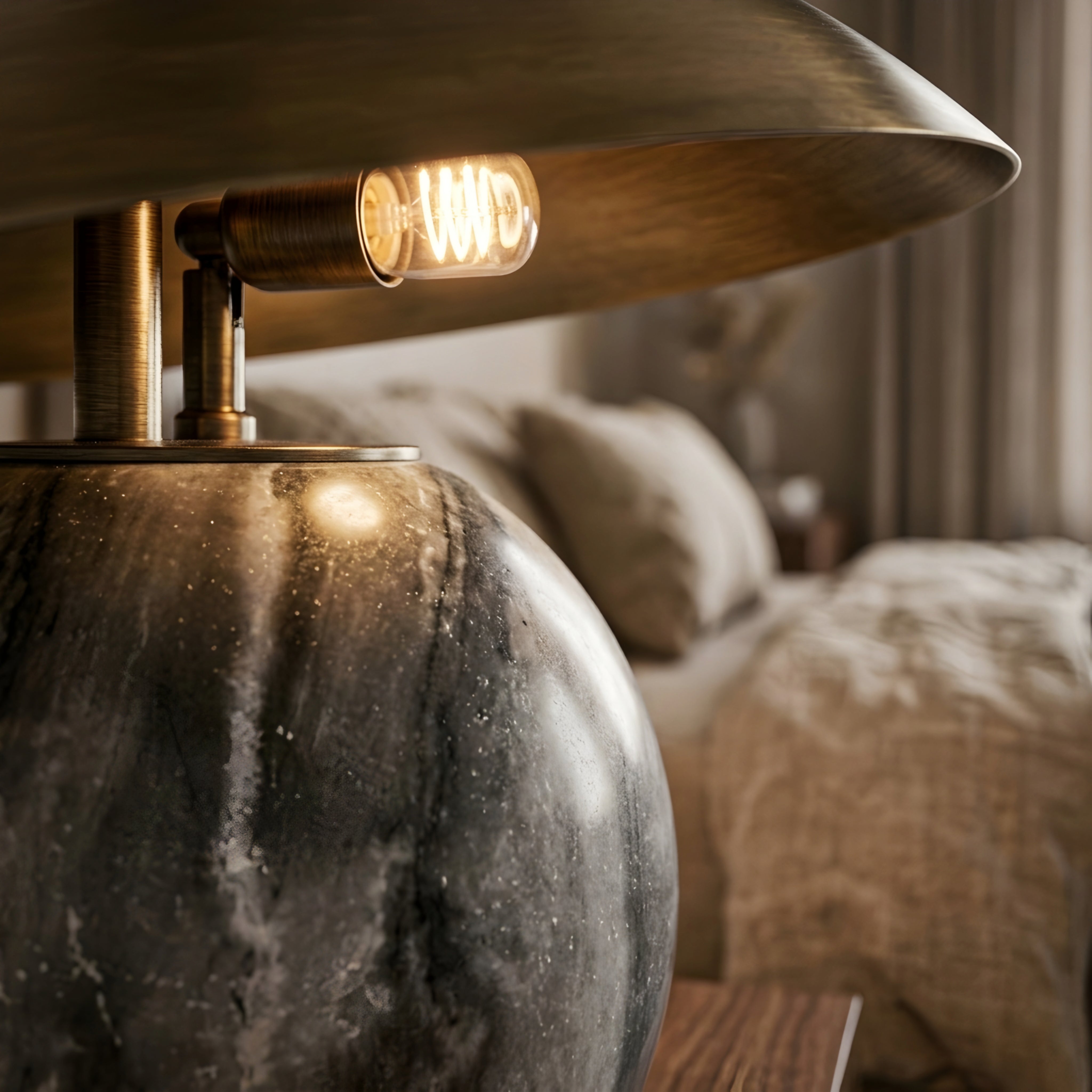 Orbello Marble Dome Table Lamp – Modern Decorative Living Room Bedroom Brass Accent Lighting