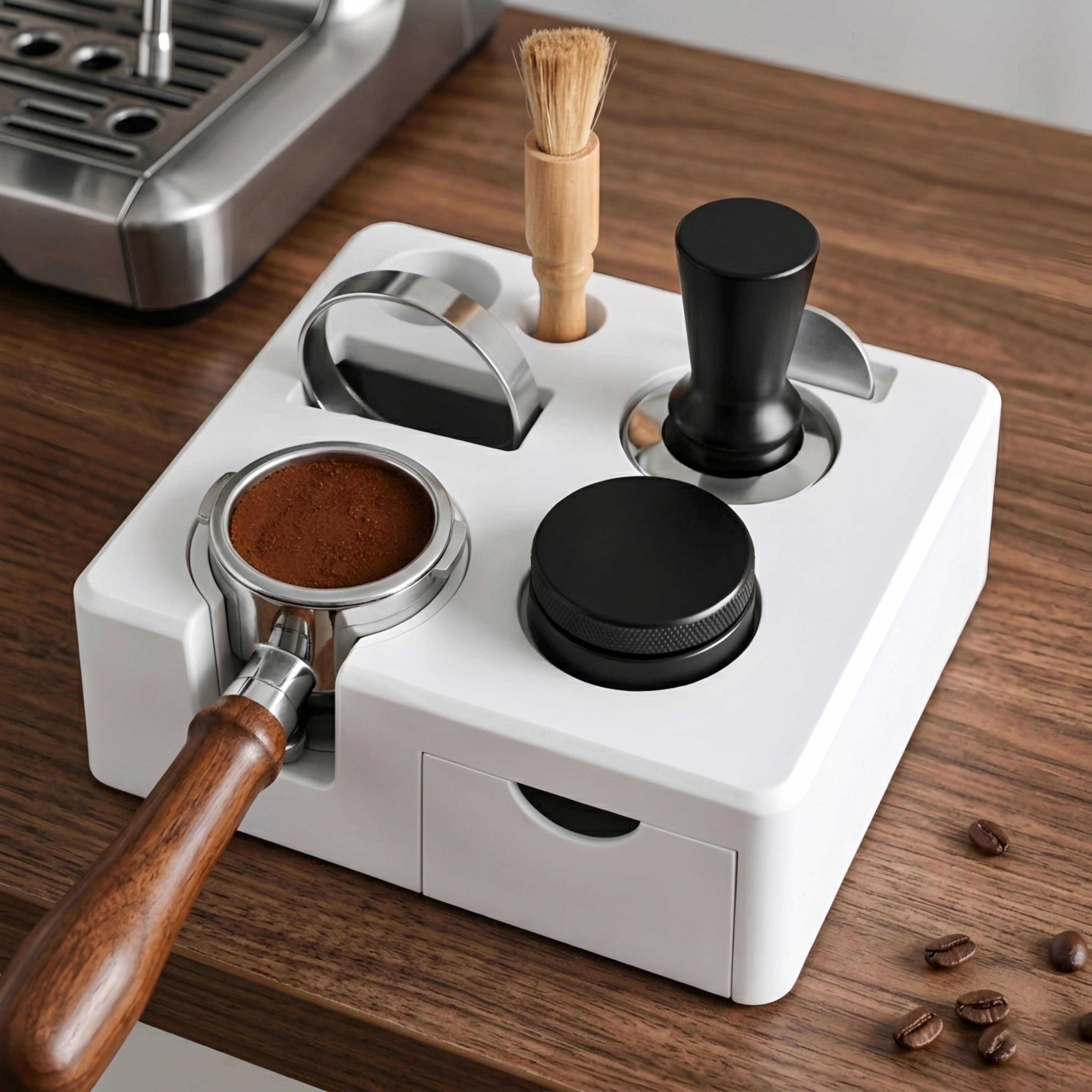 Quadro Espresso Organizer Station – Barista Tool Holder Tamper Tamp Stand Coffee Accessory Storage