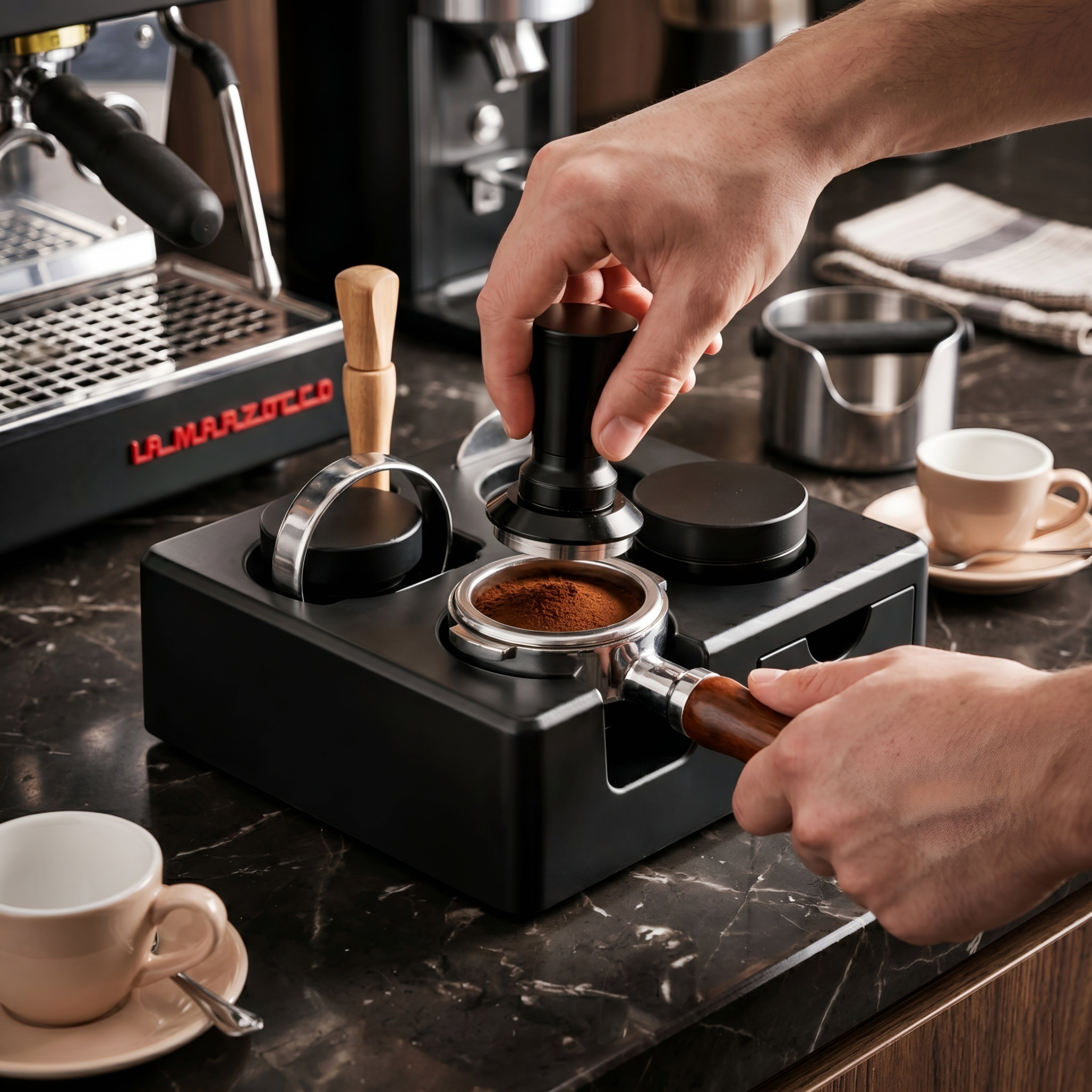 Quadro Espresso Organizer Station – Barista Tool Holder Tamper Tamp Stand Coffee Accessory Storage