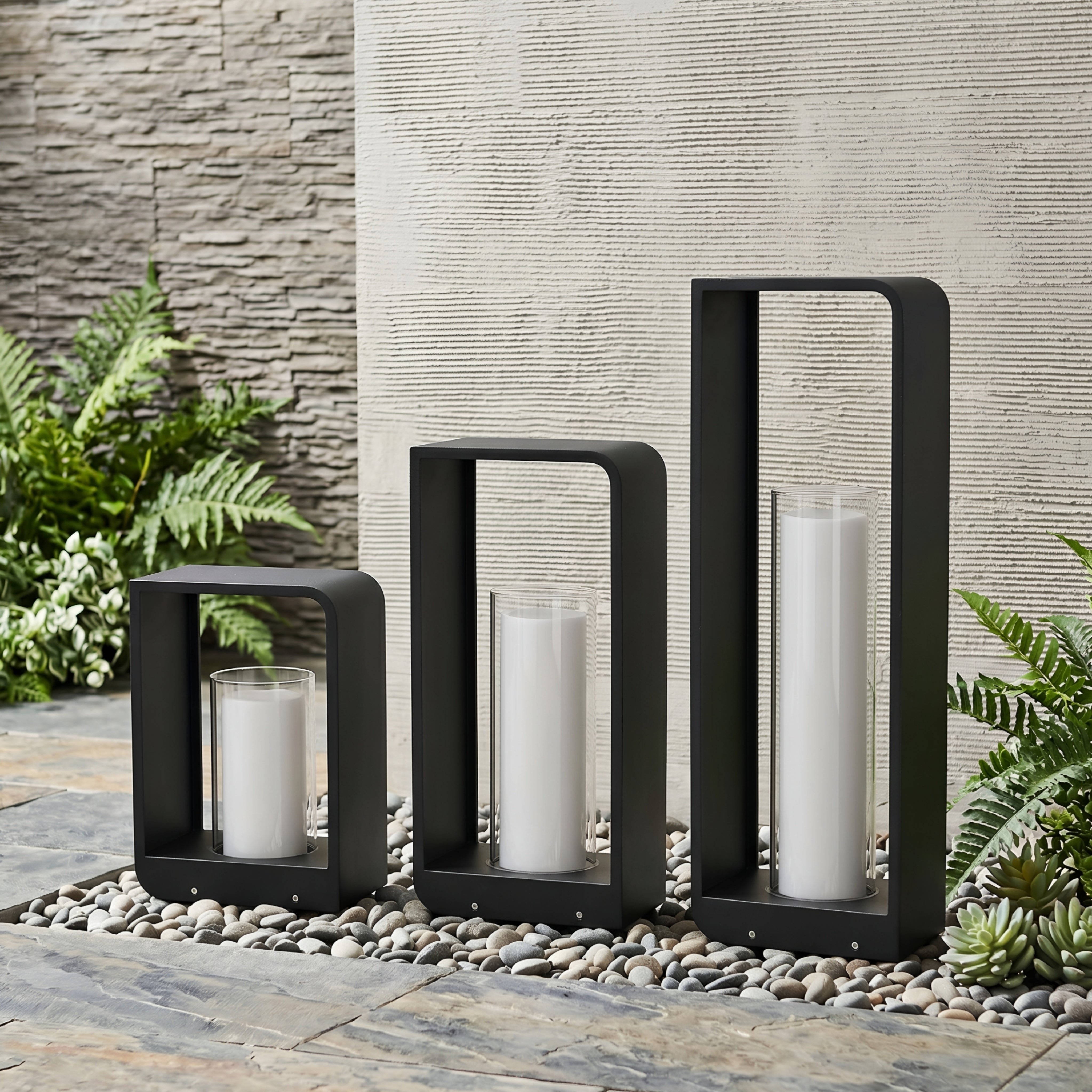 Thomler Frame Outdoor Lantern – LED Black Aluminum Patio Pathway Decorative Lighting Fixture