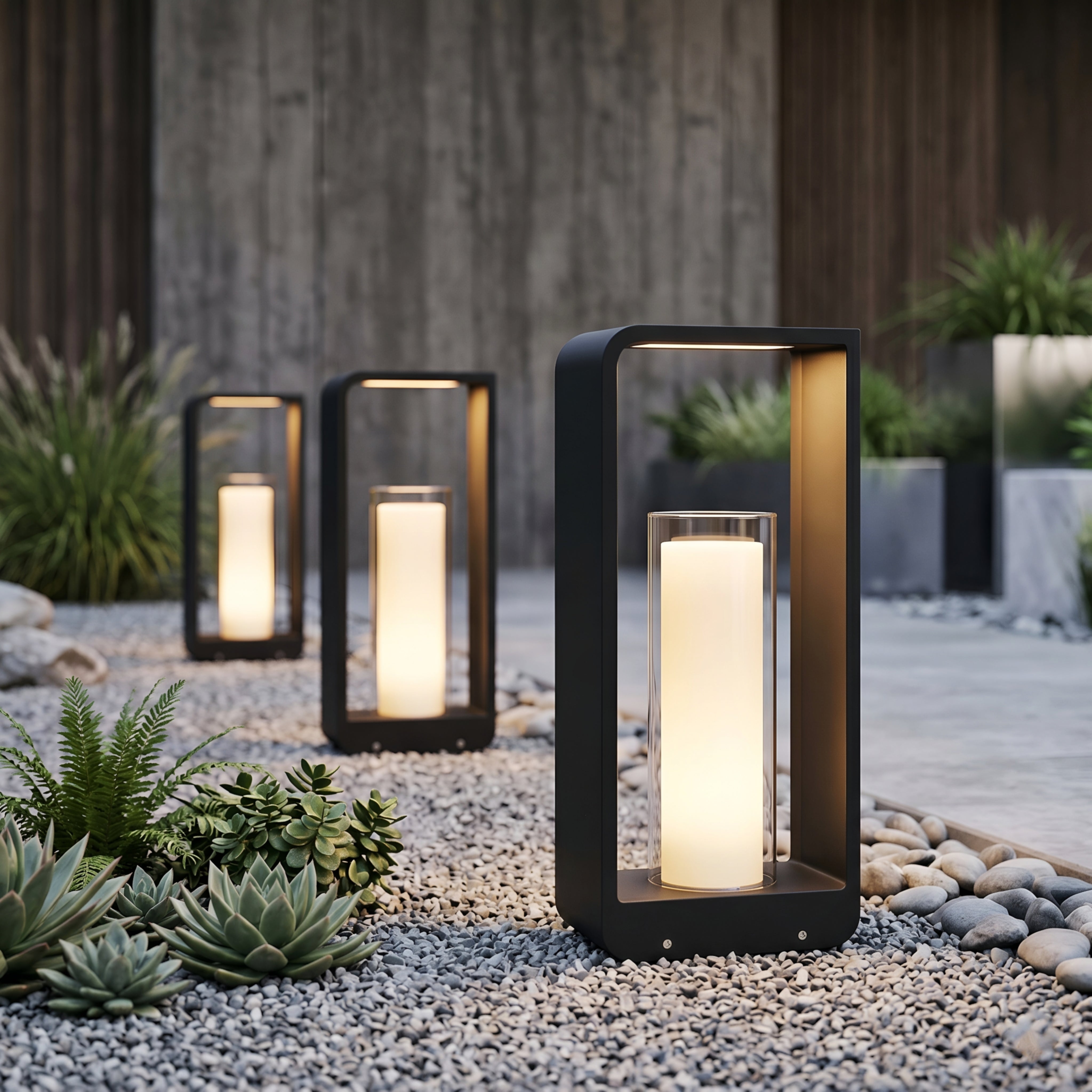Thomler Frame Outdoor Lantern – LED Black Aluminum Patio Pathway Decorative Lighting Fixture