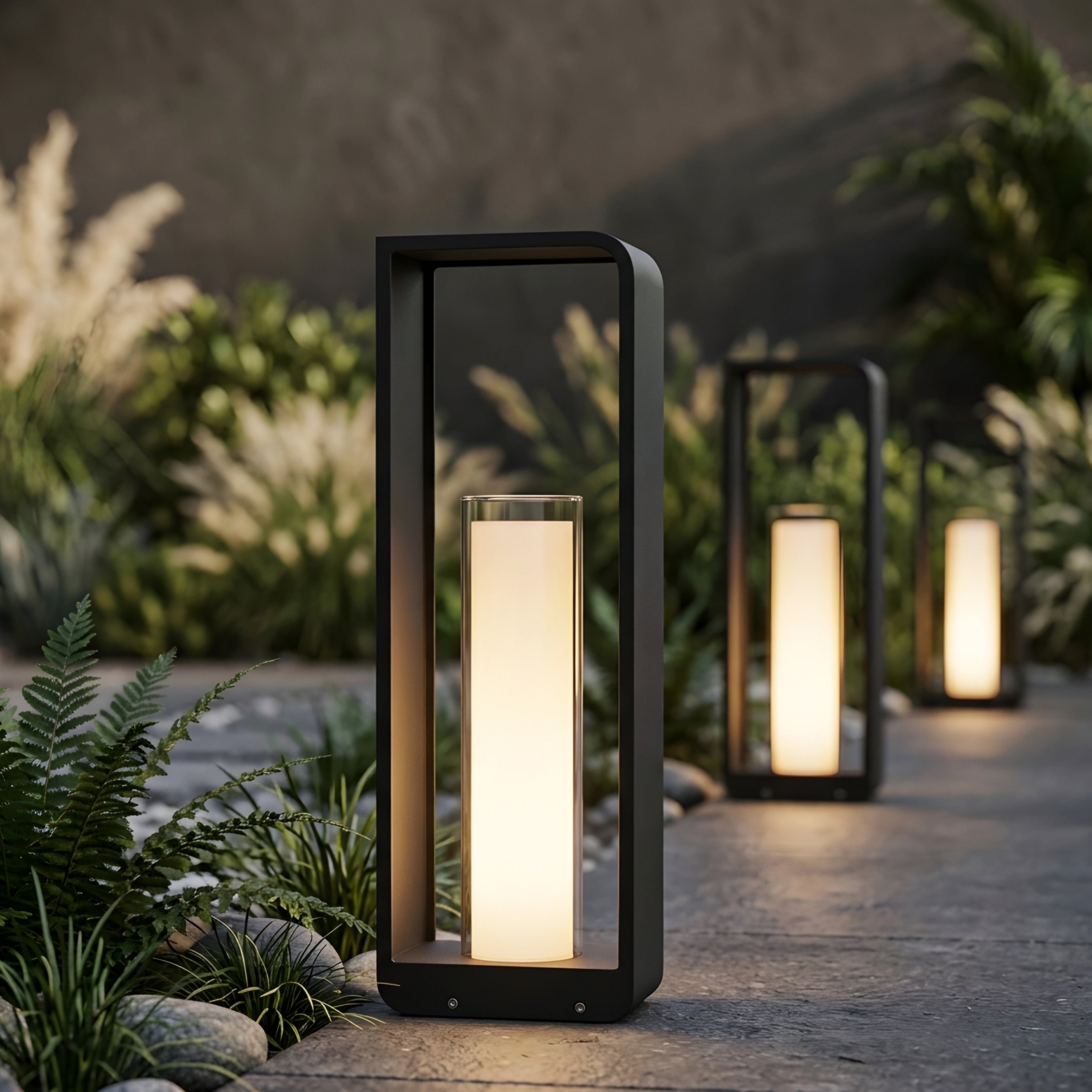 Thomler Frame Outdoor Lantern – LED Black Aluminum Patio Pathway Decorative Lighting Fixture