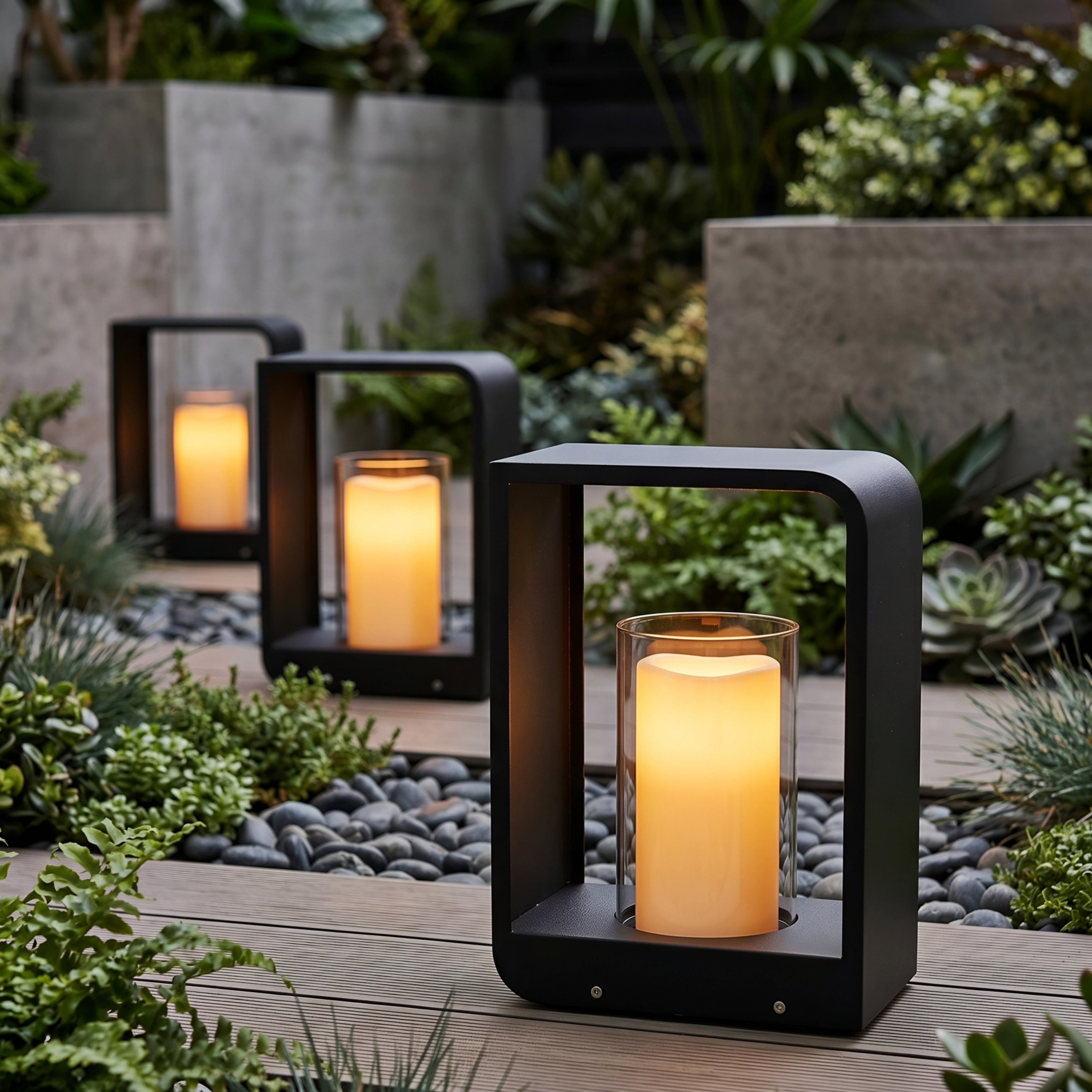 Thomler Frame Outdoor Lantern – LED Black Aluminum Patio Pathway Decorative Lighting Fixture