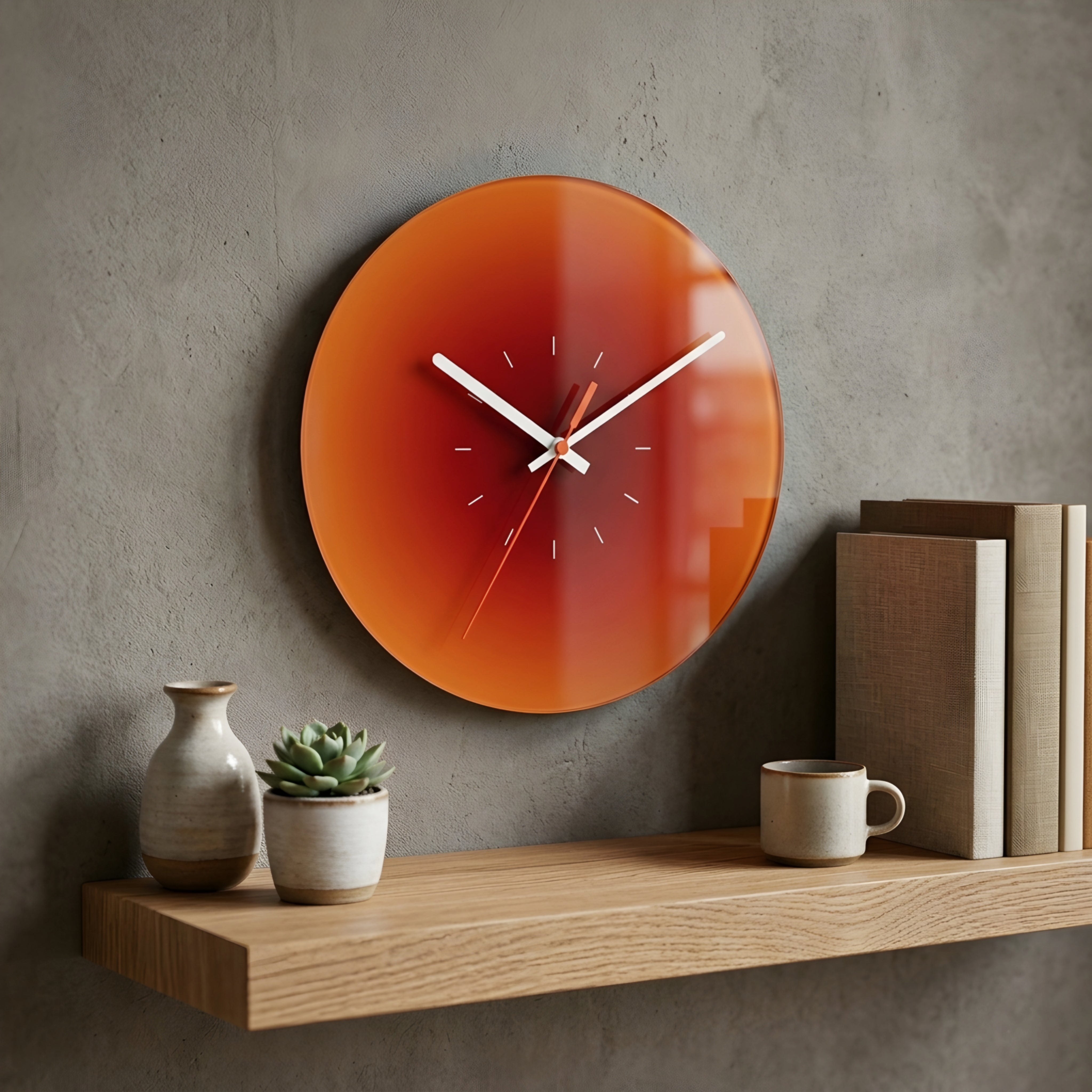 Solstice Glow Wall Clock – Modern Round Orange Gradient Silent Living Room Bedroom Decorative Wall Decor