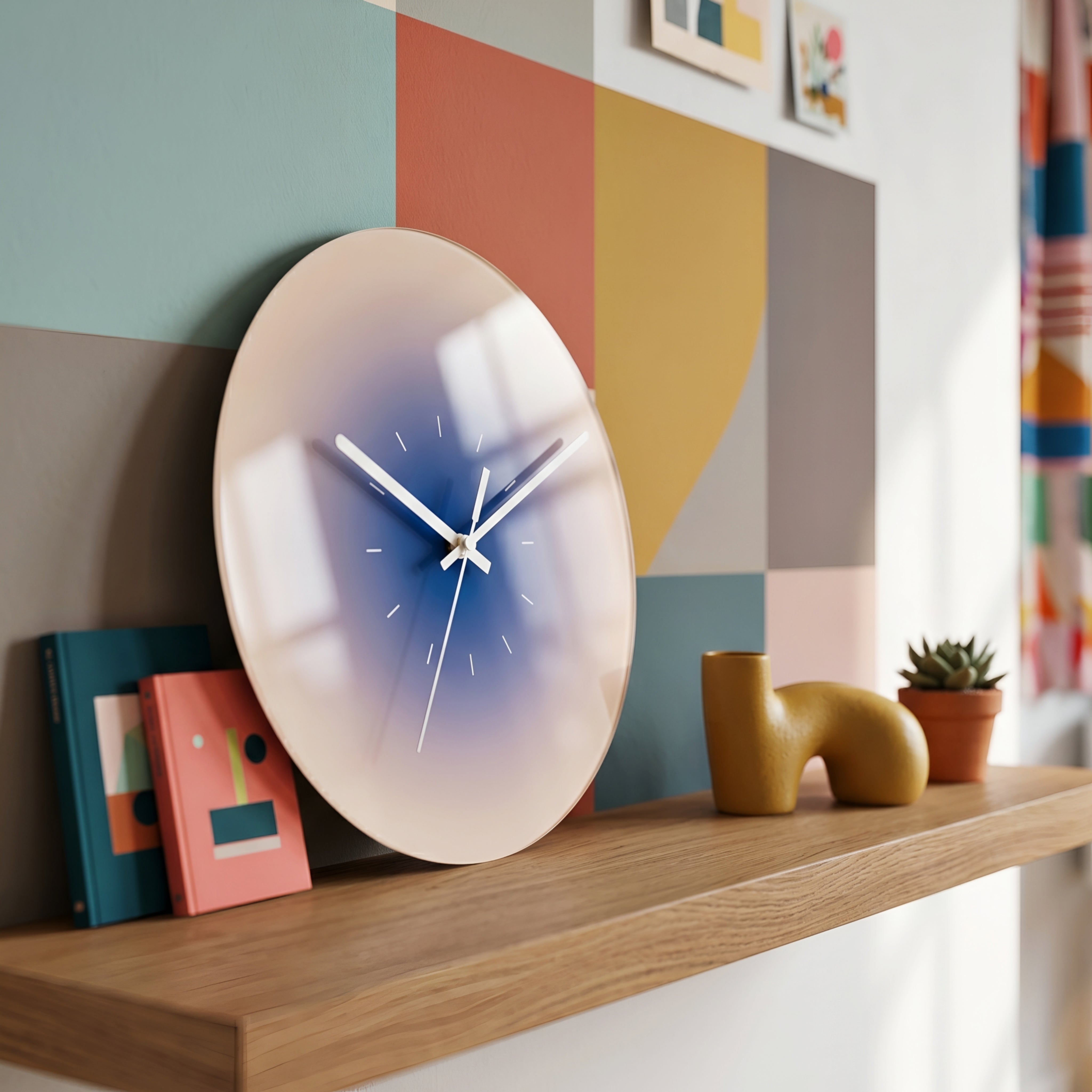 Solstice Glow Wall Clock – Modern Round Orange Gradient Silent Living Room Bedroom Decorative Wall Decor