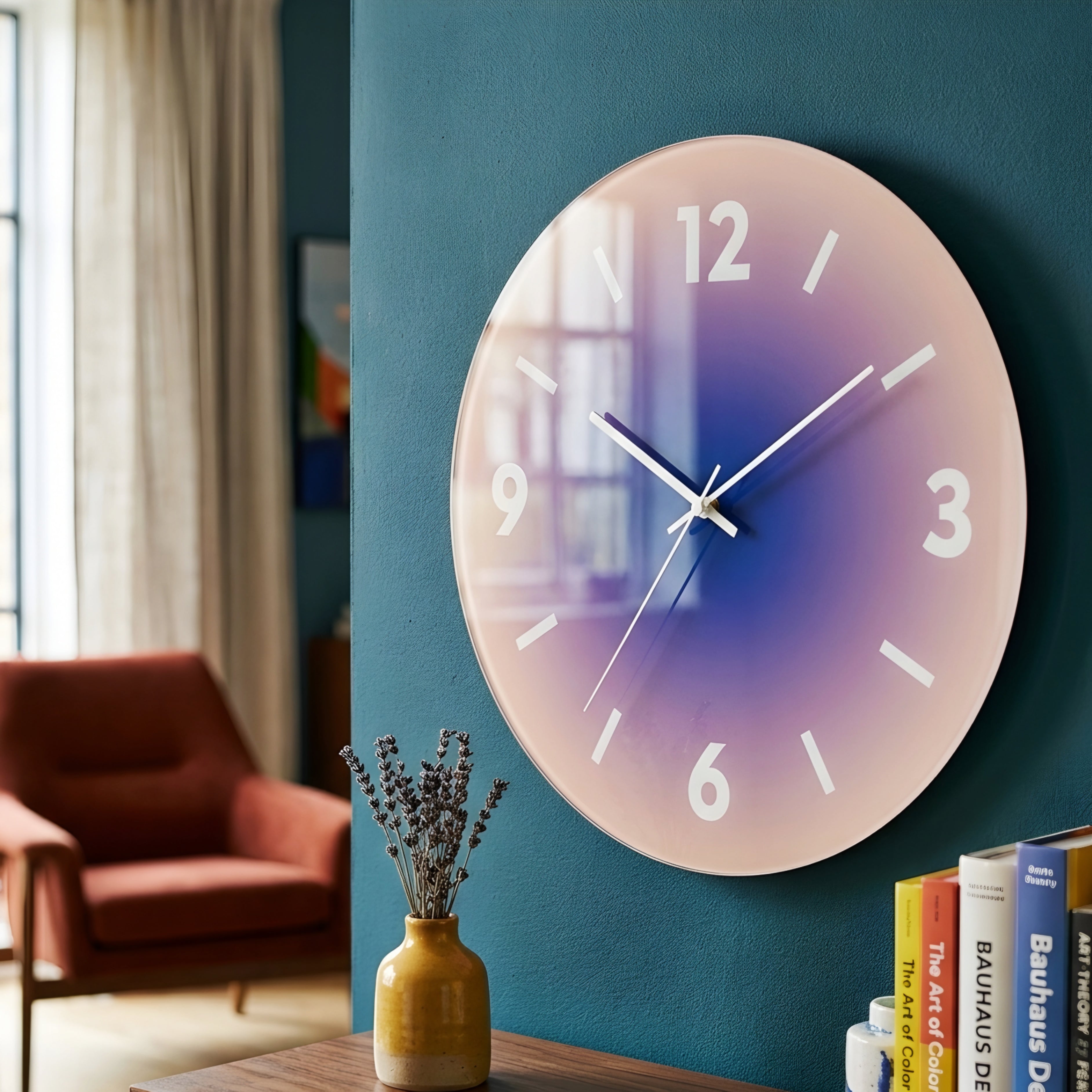 Solstice Glow Wall Clock – Modern Round Orange Gradient Silent Living Room Bedroom Decorative Wall Decor