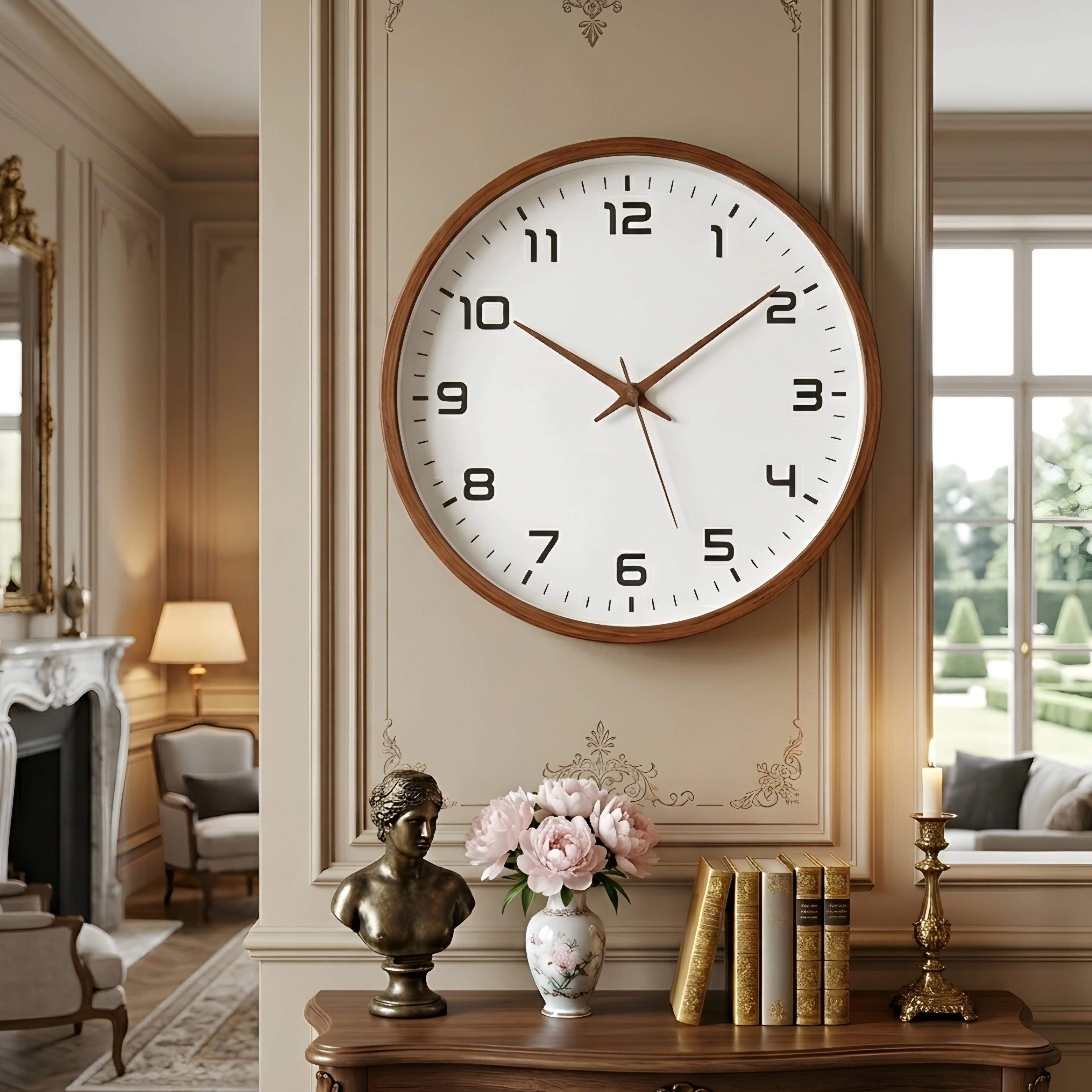 Copperlyn Round Wall Clock – Modern Minimalist Rose Gold Metal Frame White Face Silent Sweep