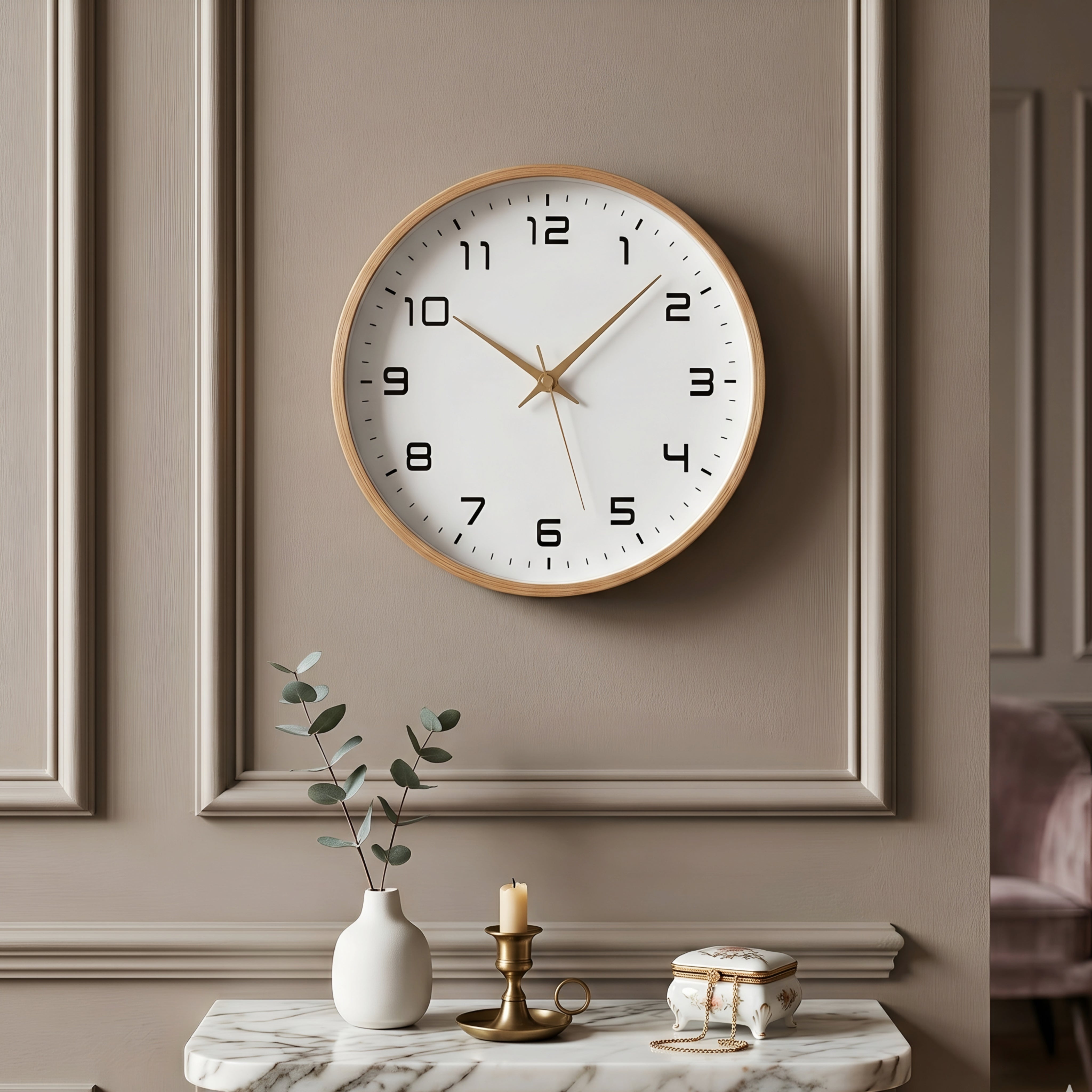 Copperlyn Round Wall Clock – Modern Minimalist Rose Gold Metal Frame White Face Silent Sweep