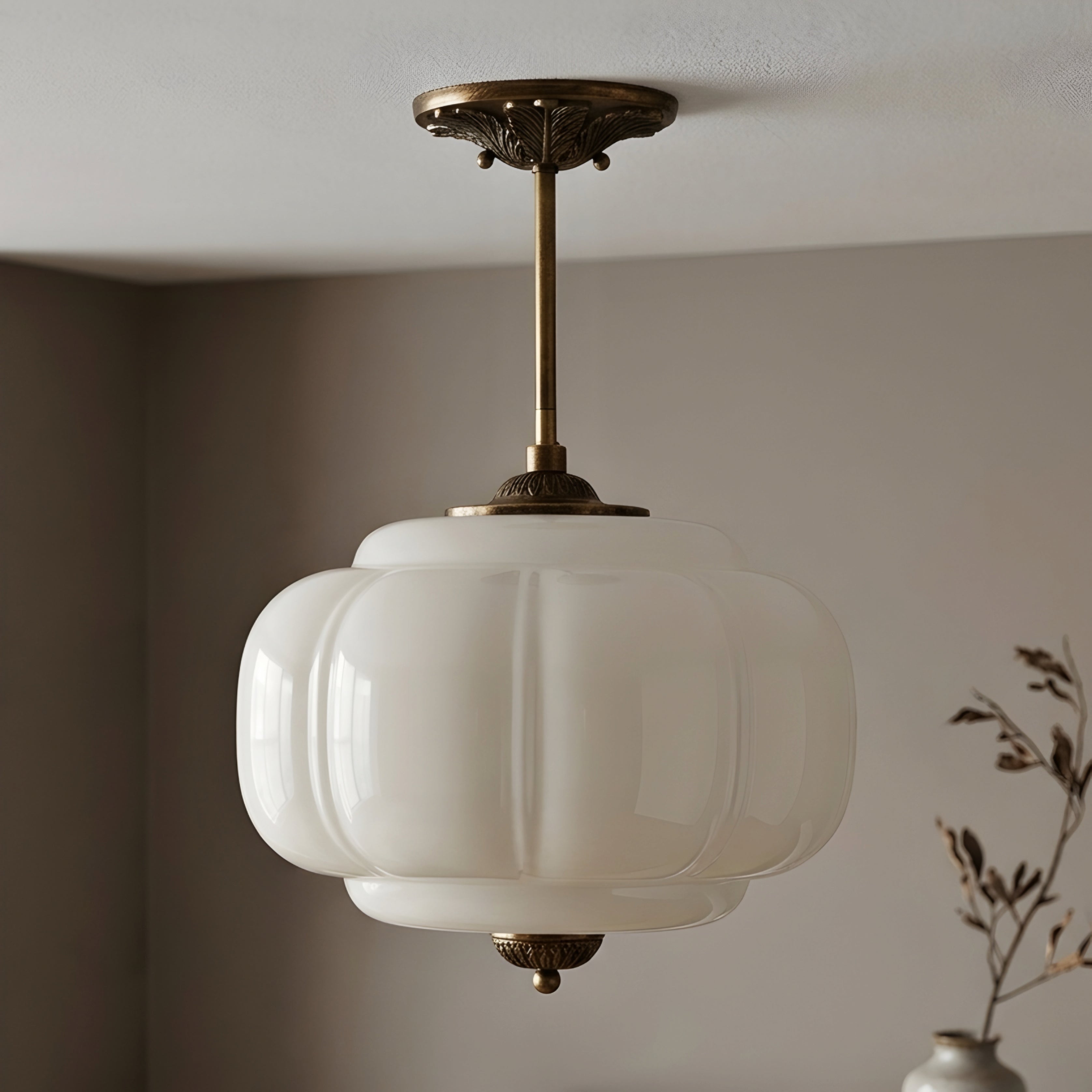Nimbra Cloud Semi-Flush Ceiling Light – White Glass Pendant Decorative Lighting Fixture Kitchen Bedroom