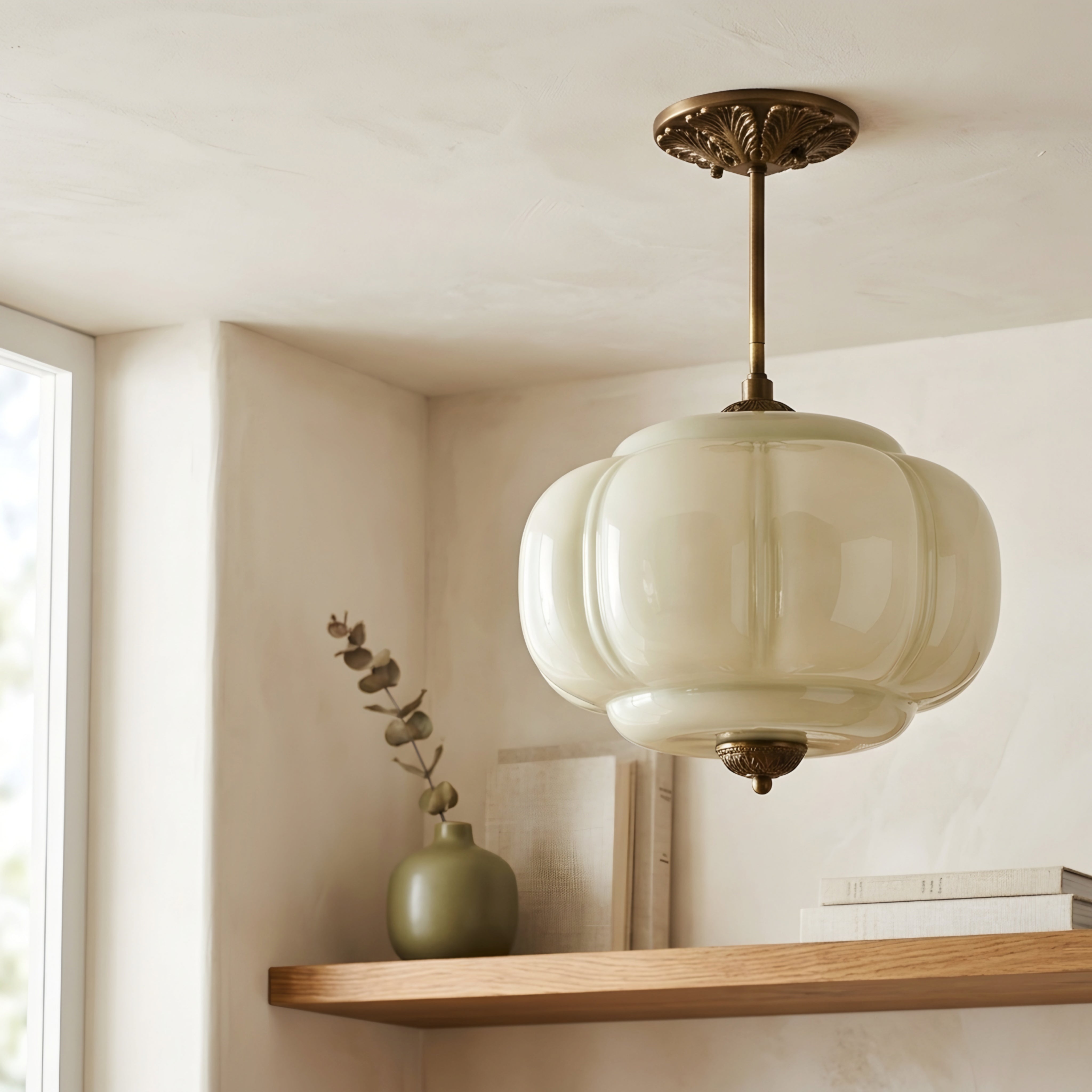Nimbra Cloud Semi-Flush Ceiling Light – White Glass Pendant Decorative Lighting Fixture Kitchen Bedroom