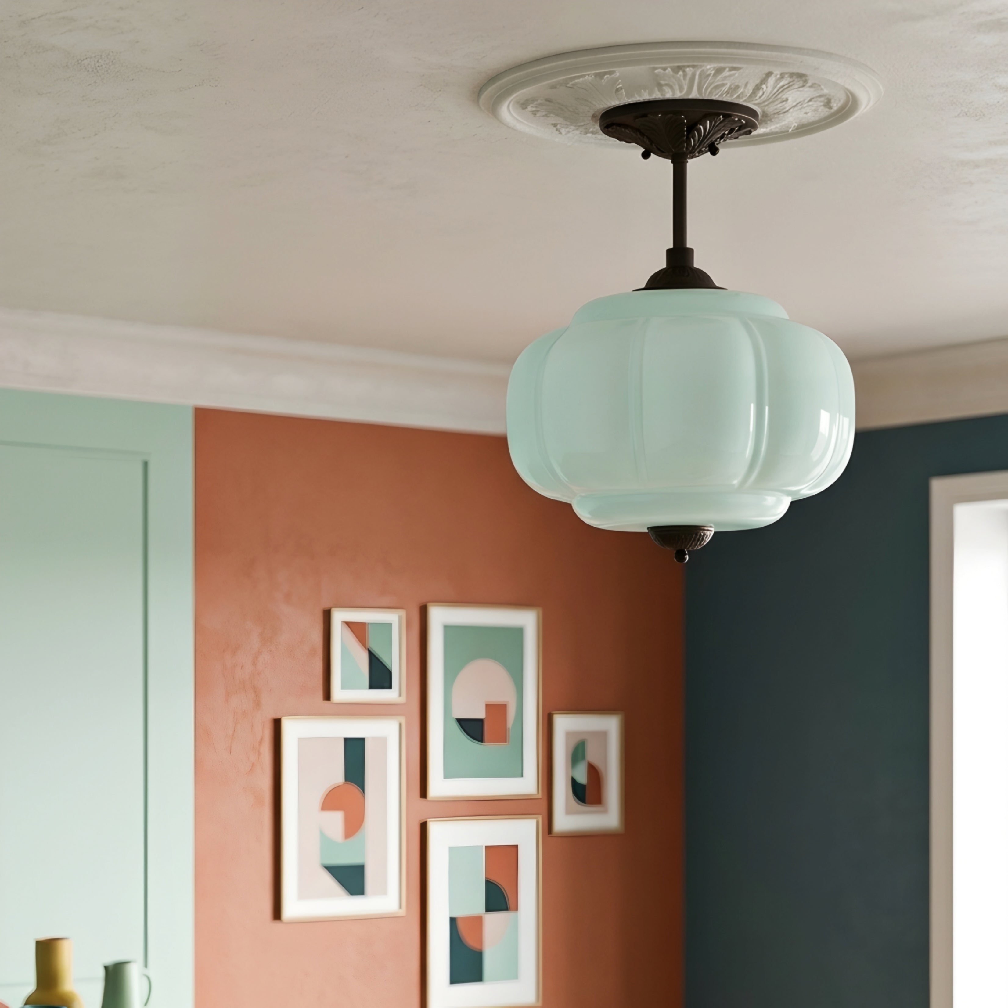 Nimbra Cloud Semi-Flush Ceiling Light – White Glass Pendant Decorative Lighting Fixture Kitchen Bedroom